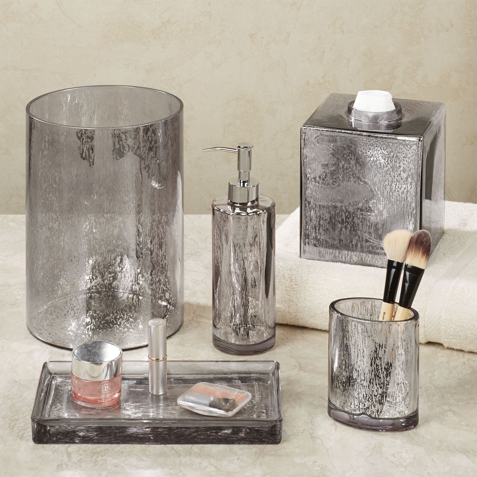 Versailles Silver Mercury Glass Bath Accessories versailles-silver-mercury-glass-bath-accessories