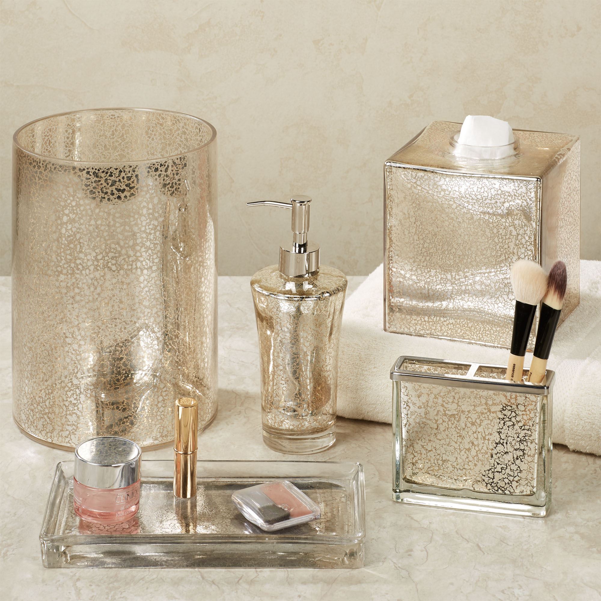 Vizcaya Champagne Gold Mercury Glass Bath Accessories vizcaya-champagne-gold-mercury-glass-bath-accessories
