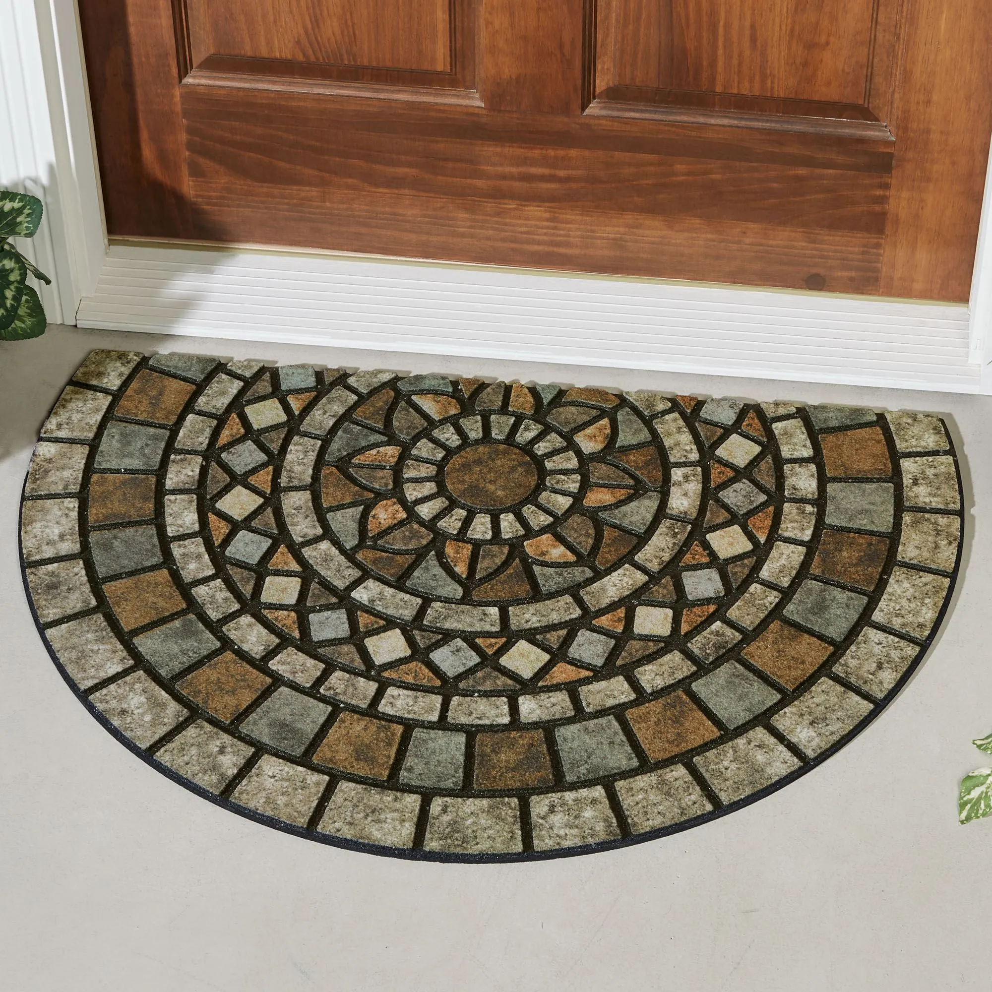 マモサイン入り Mosaic Mythos Recycled Rubber Slice Doormat