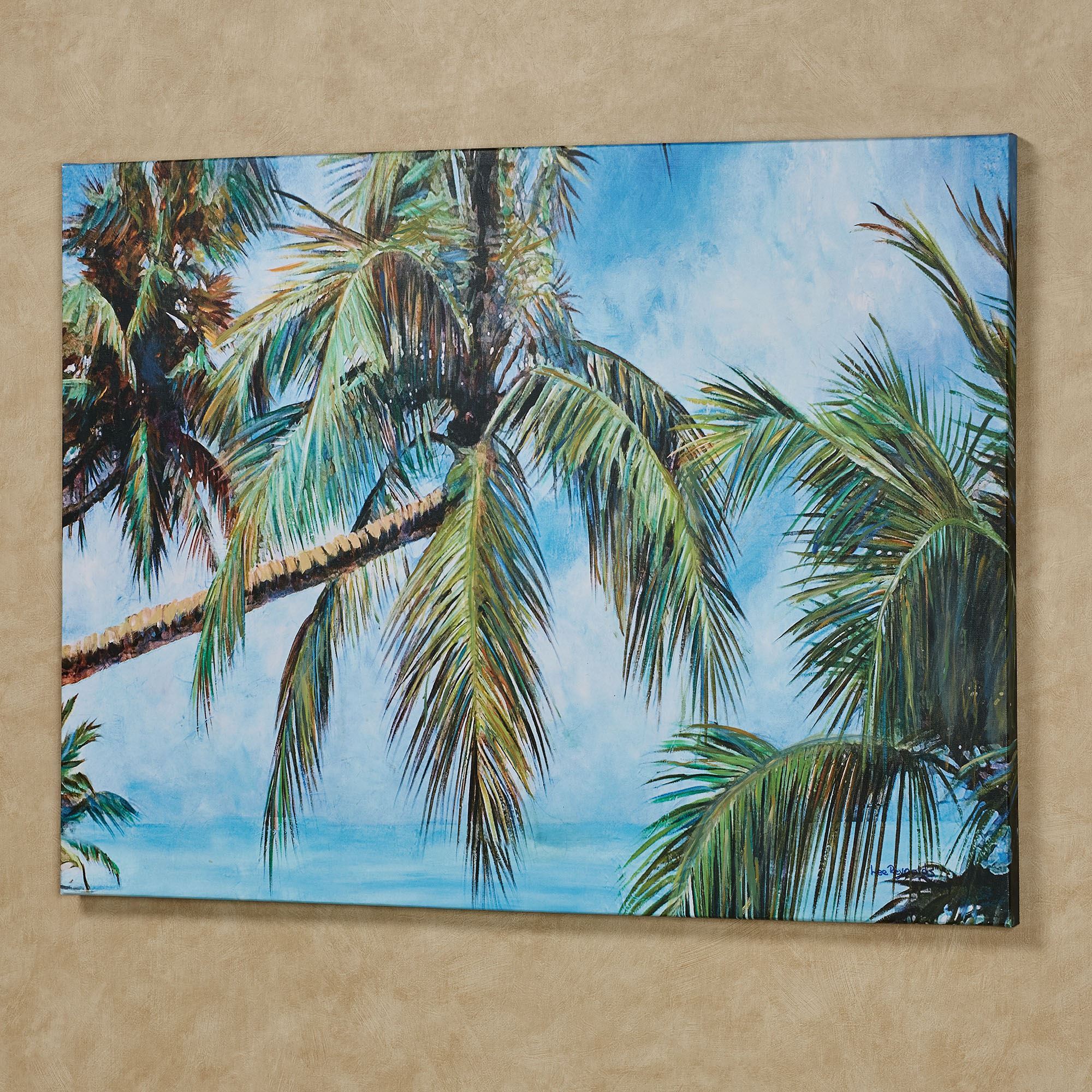 Leaning Palm Trees Tropical Canvas Wall Art