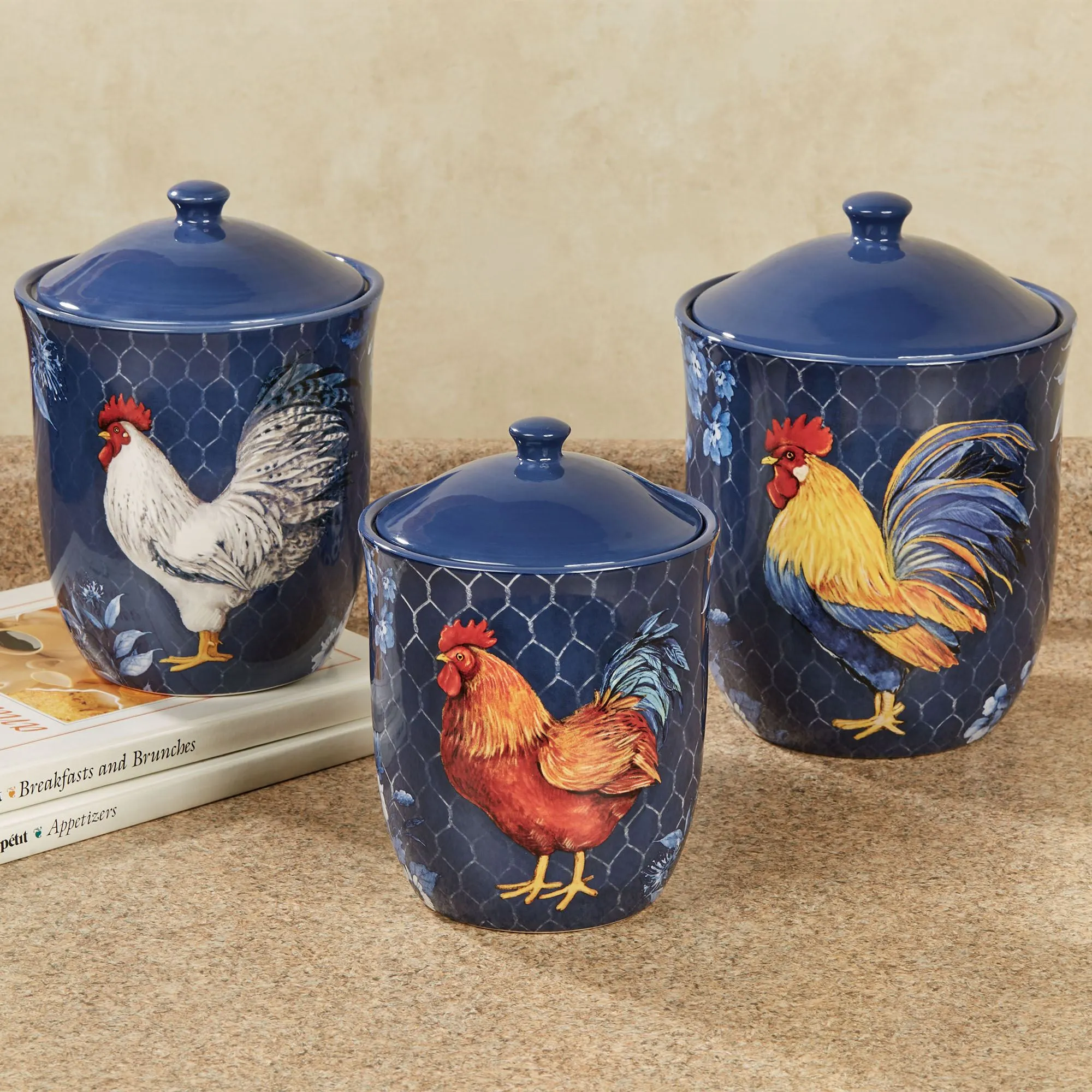 Rooster Kitchen Canisters Mid Century Rooster Kitchen Canisters Set