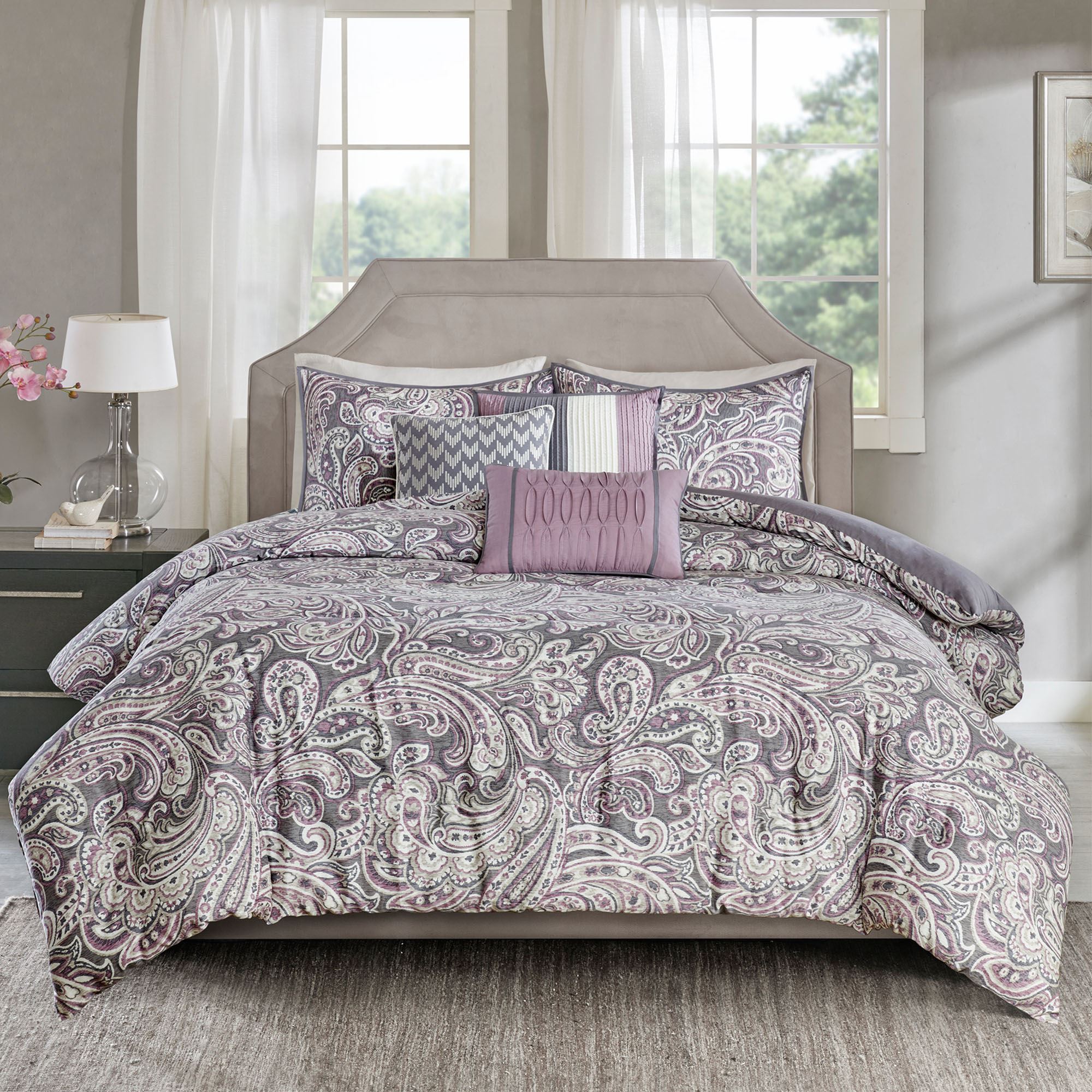 Selena Purple Paisley 7 pc Comforter 