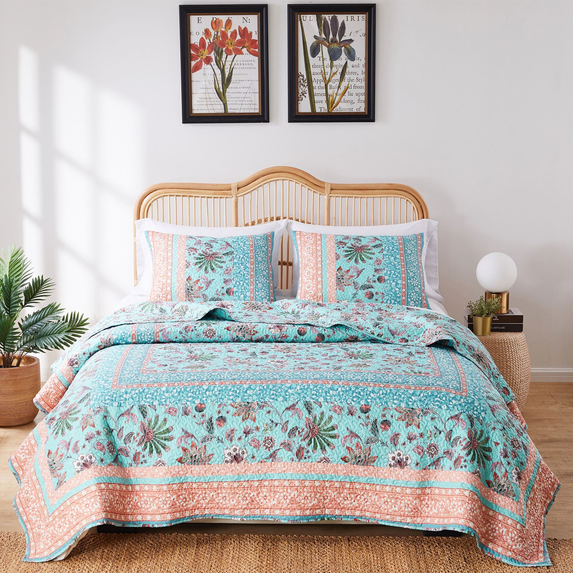Audrey Reversible Turquoise Mini Quilt 
