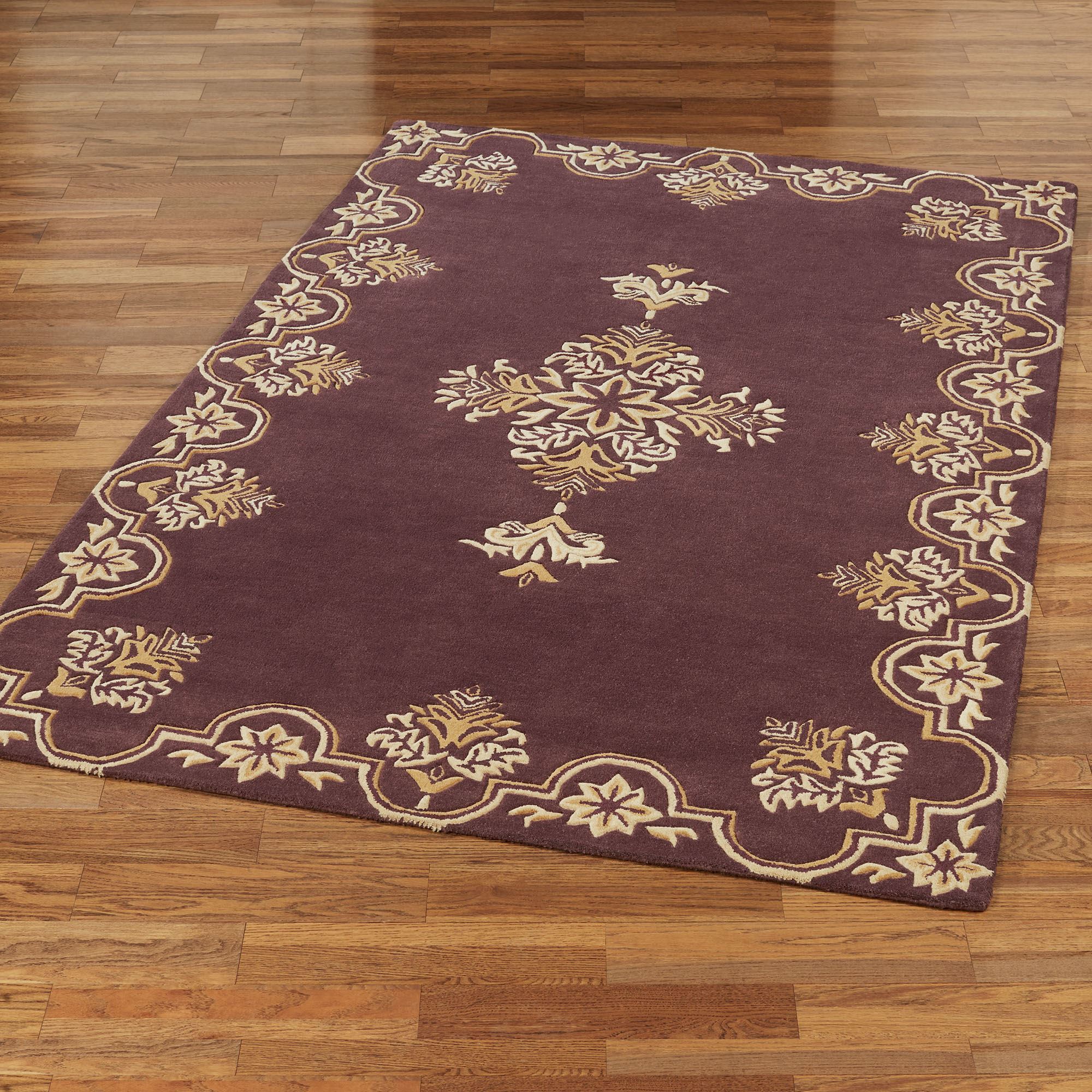 Wilmington Wine Medallion Wool Area Rugs