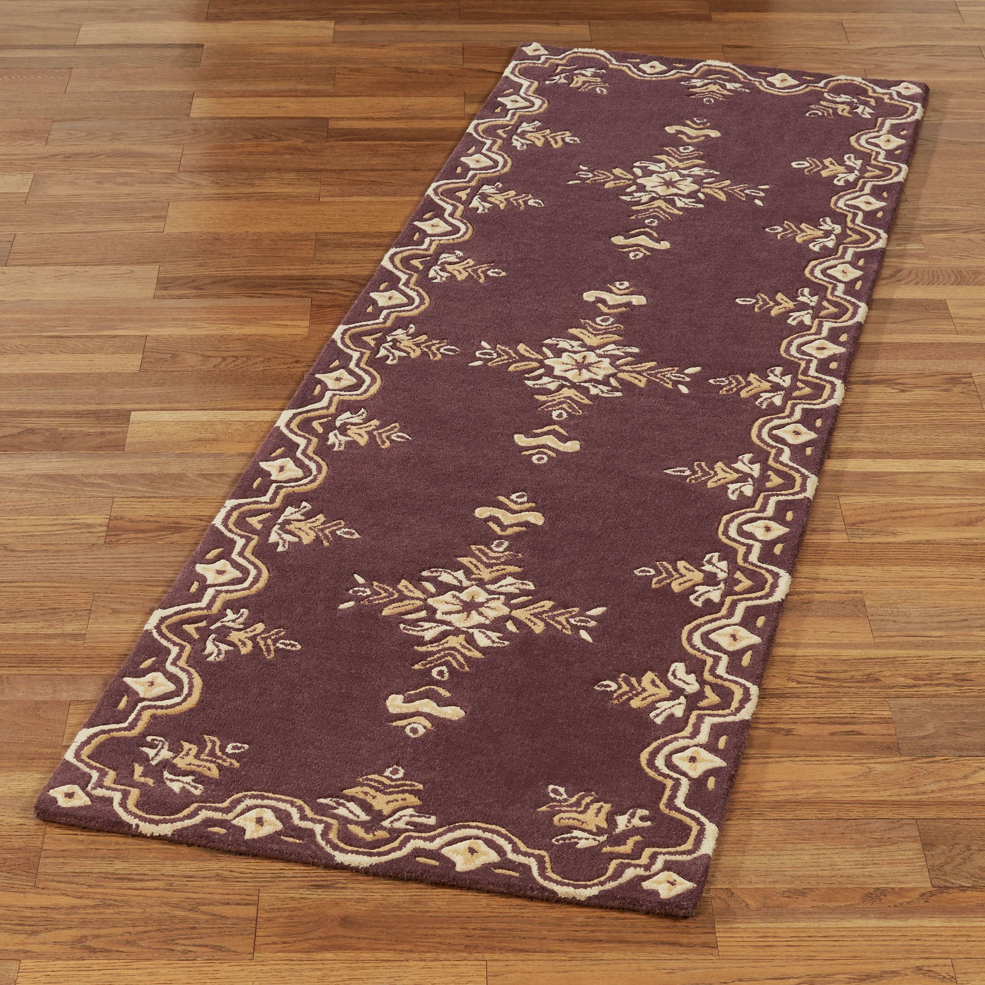 Wilmington Wine Medallion Wool Rug Runner
