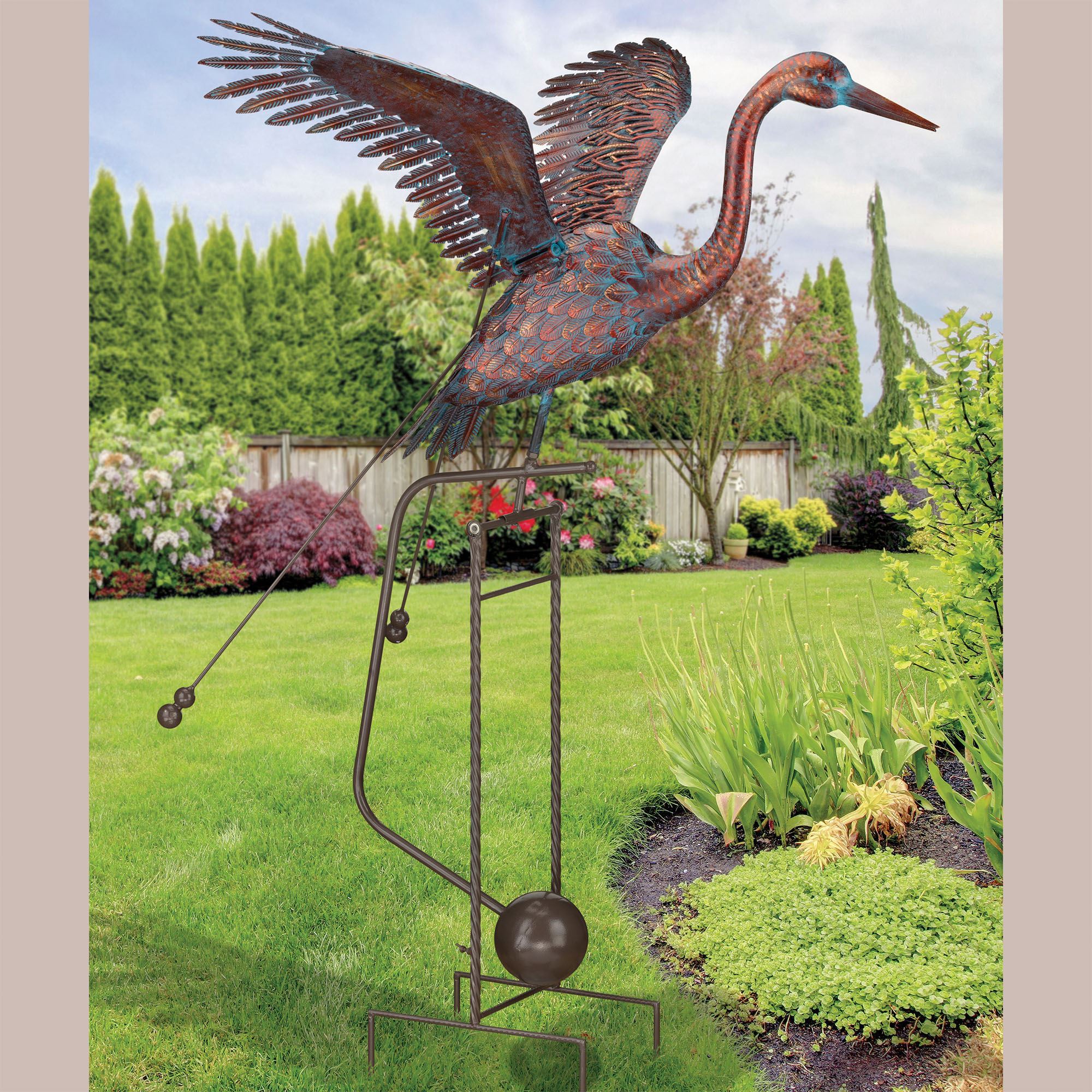 Metal Rocking Bird Kinetic Metal Garden Sculptures | Fasci Garden