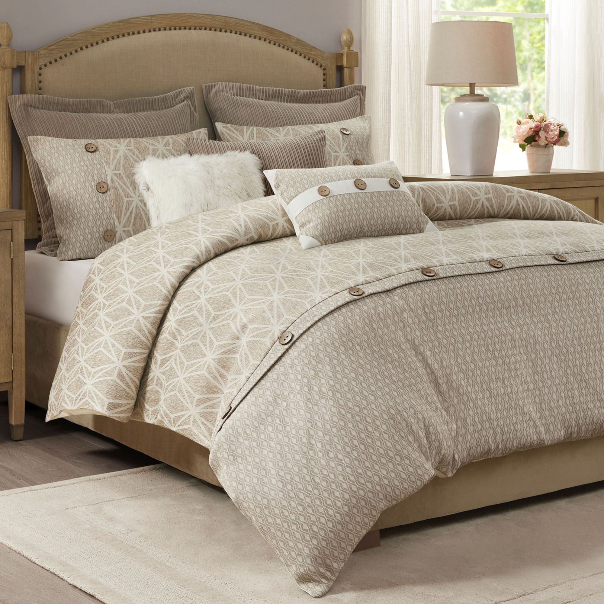 Grace Neutral 9-10 pc Duvet Style Comforter Bed Set by Madison Park