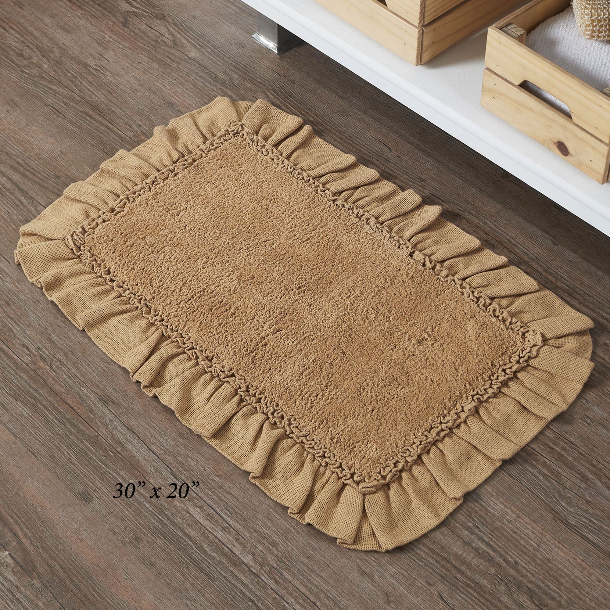 Burlap Tan Ruffled Bath Mats by April & Olive