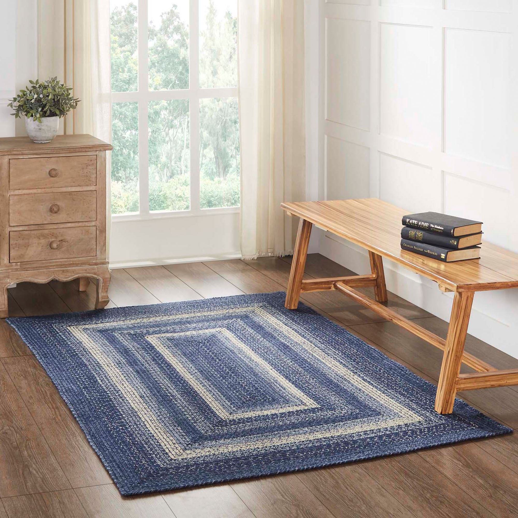 Blue Ridge Rug Falllout Great Falls Blue Braided Rug with Included Rug Pad