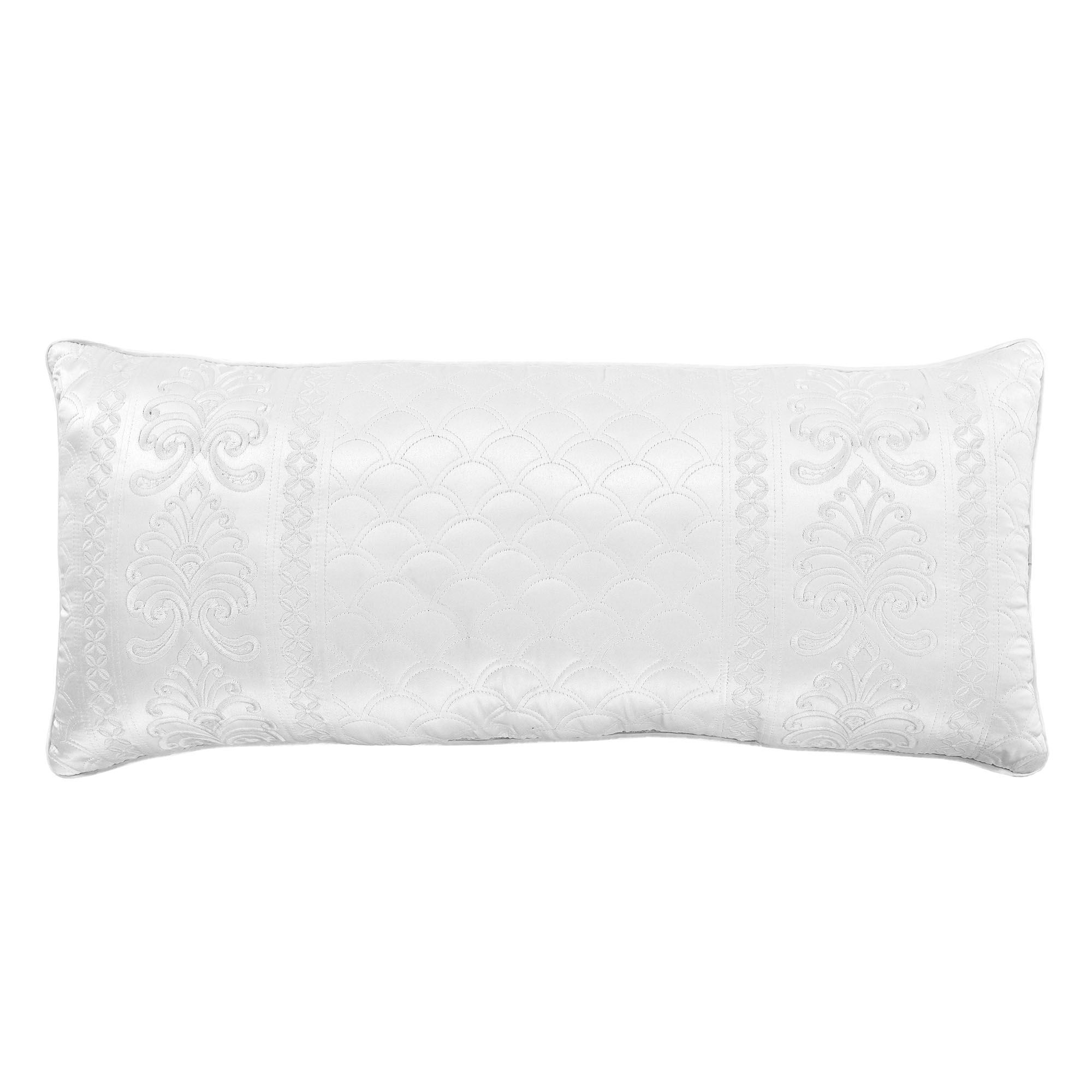 Lyndon Quilted Embroidered Rectangle Pillow White | Touch of Class