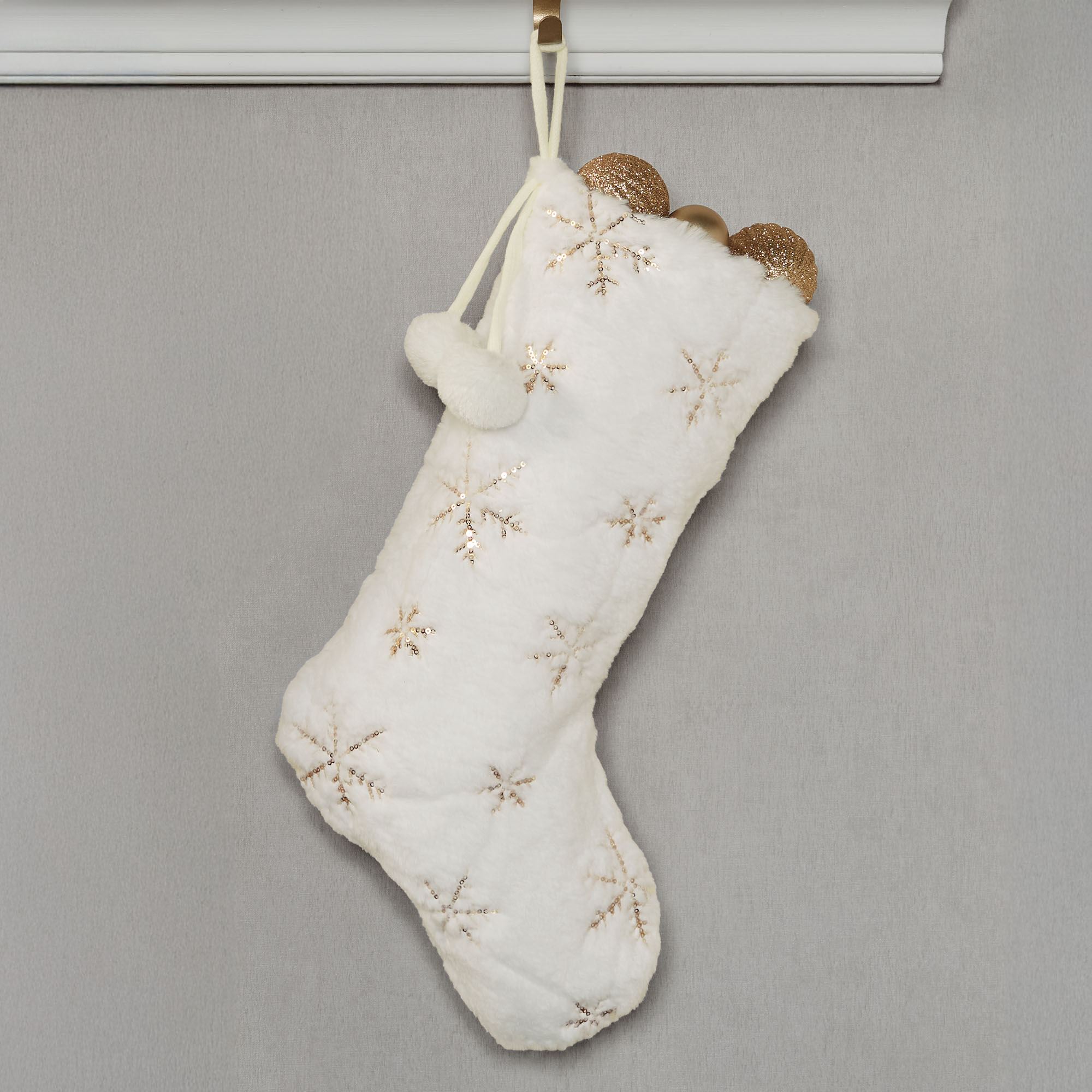 Sequined Snowflake Faux Fur Christmas Stockings