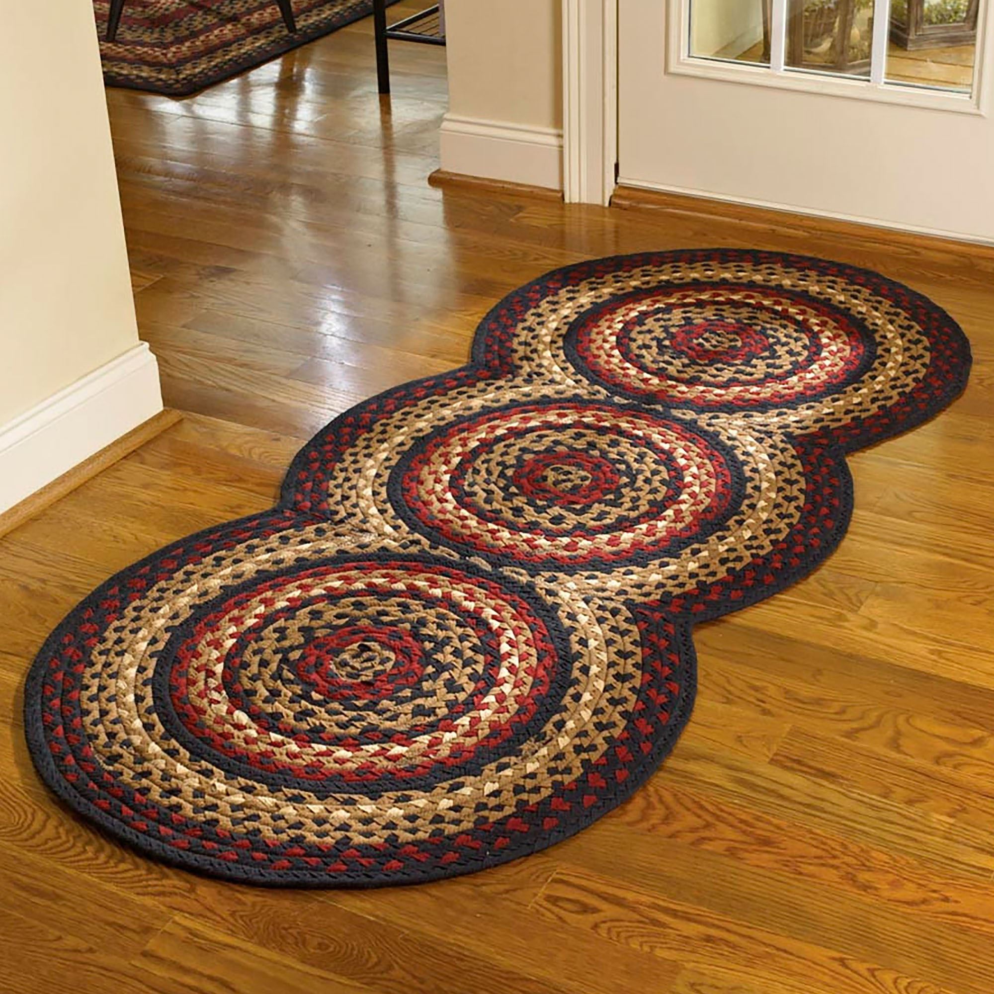 Country Style Runner Rug Folk Art Reversible Braided Rug Runner