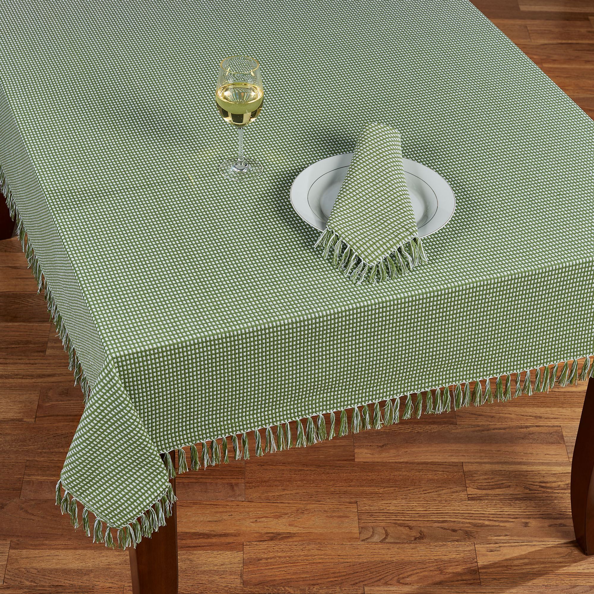 Homespun Cotton Woven Checkered Fringed Table Linens