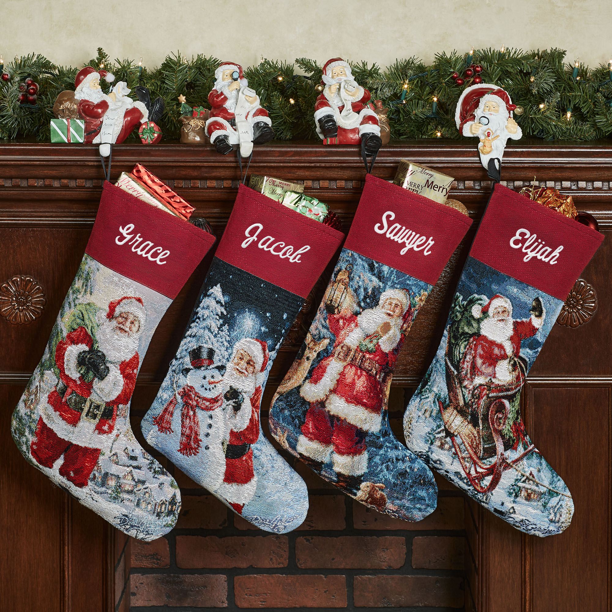 Dona Gelsinger Santa Tapestry Jacquard Woven Christmas Stockings