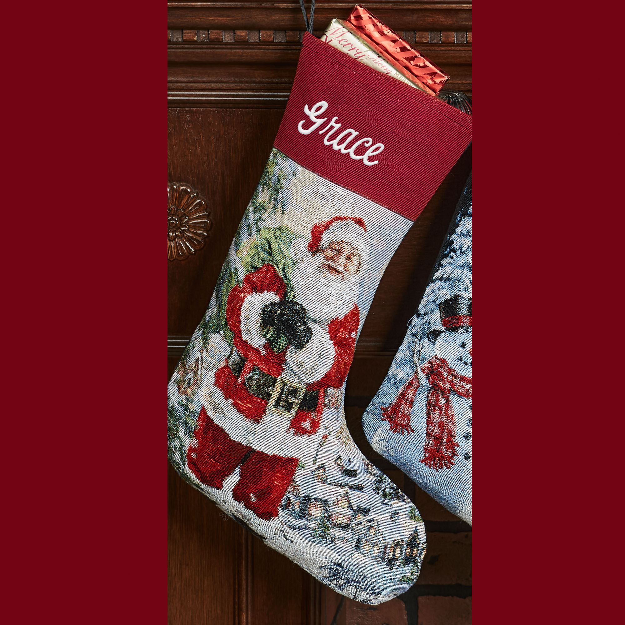 Dona Gelsinger Santa Tapestry Jacquard Woven Christmas Stockings