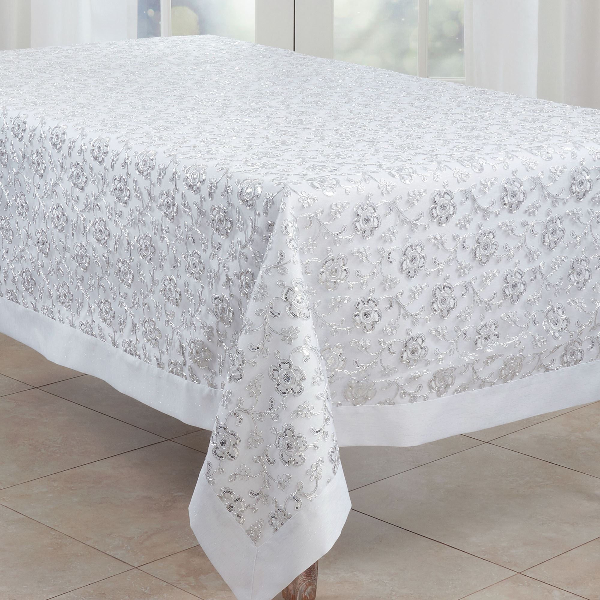 Wht Do You Call Fancy Table Linens Floral Elegance Embroidered Sequined Table Linens