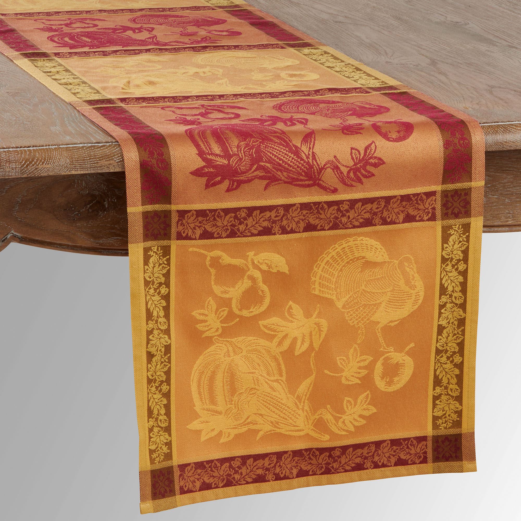 Bountiful Jacquard Woven Fall Autumn Thanksgiving Table Linens