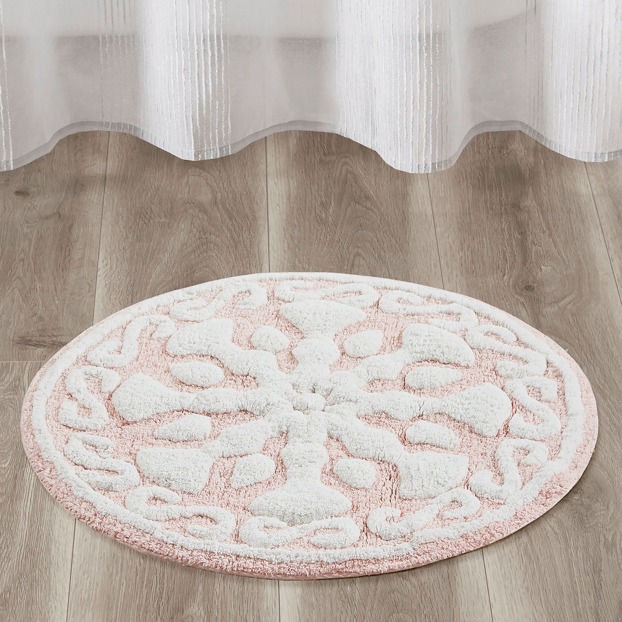 Casablanca Medallion Round Bath Rug Pink 25