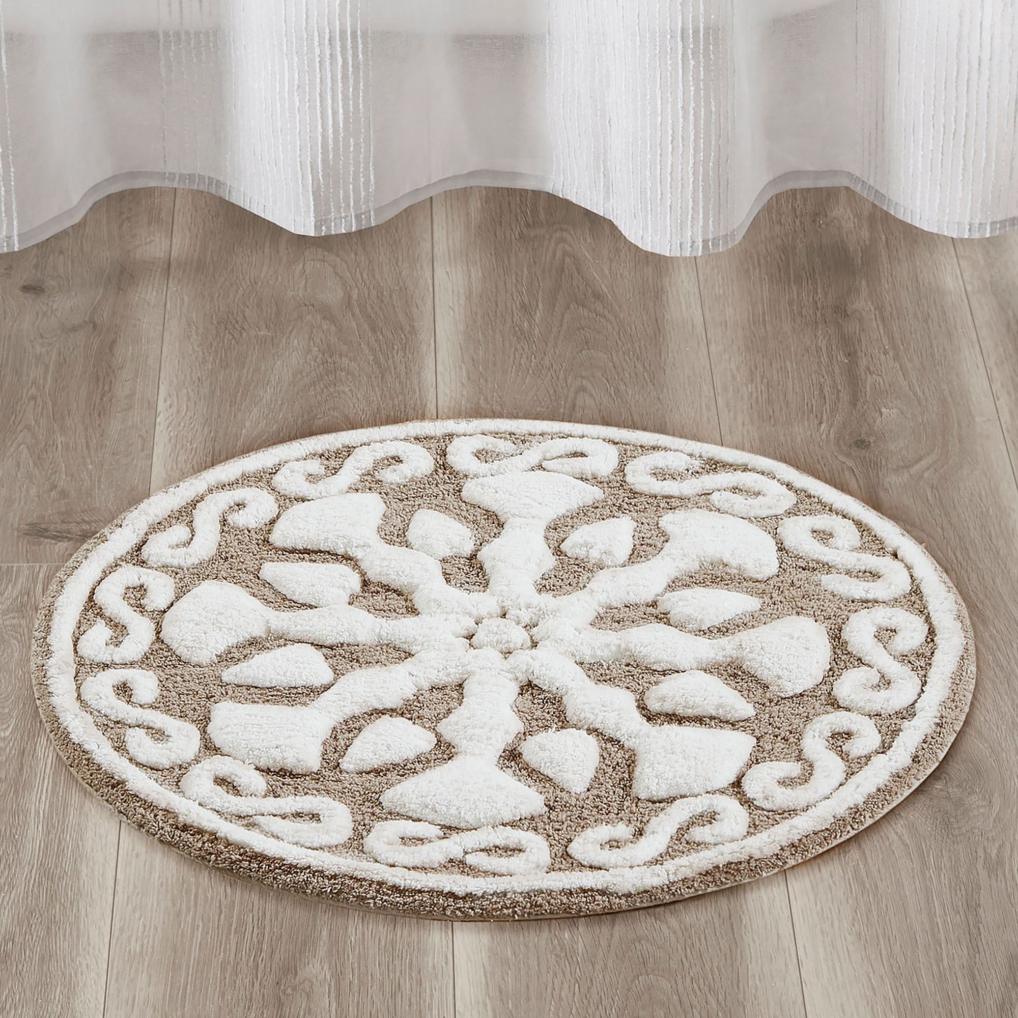 Casablanca Medallion Round Bath Rug Taupe 25