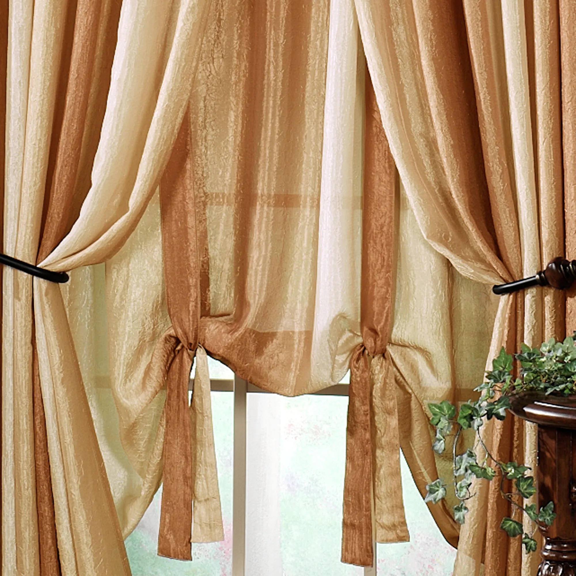 Ombre Window Shades - Semi-Sheer Tie-Up Curtains 50" X 63" Purple Modern Window Treatment