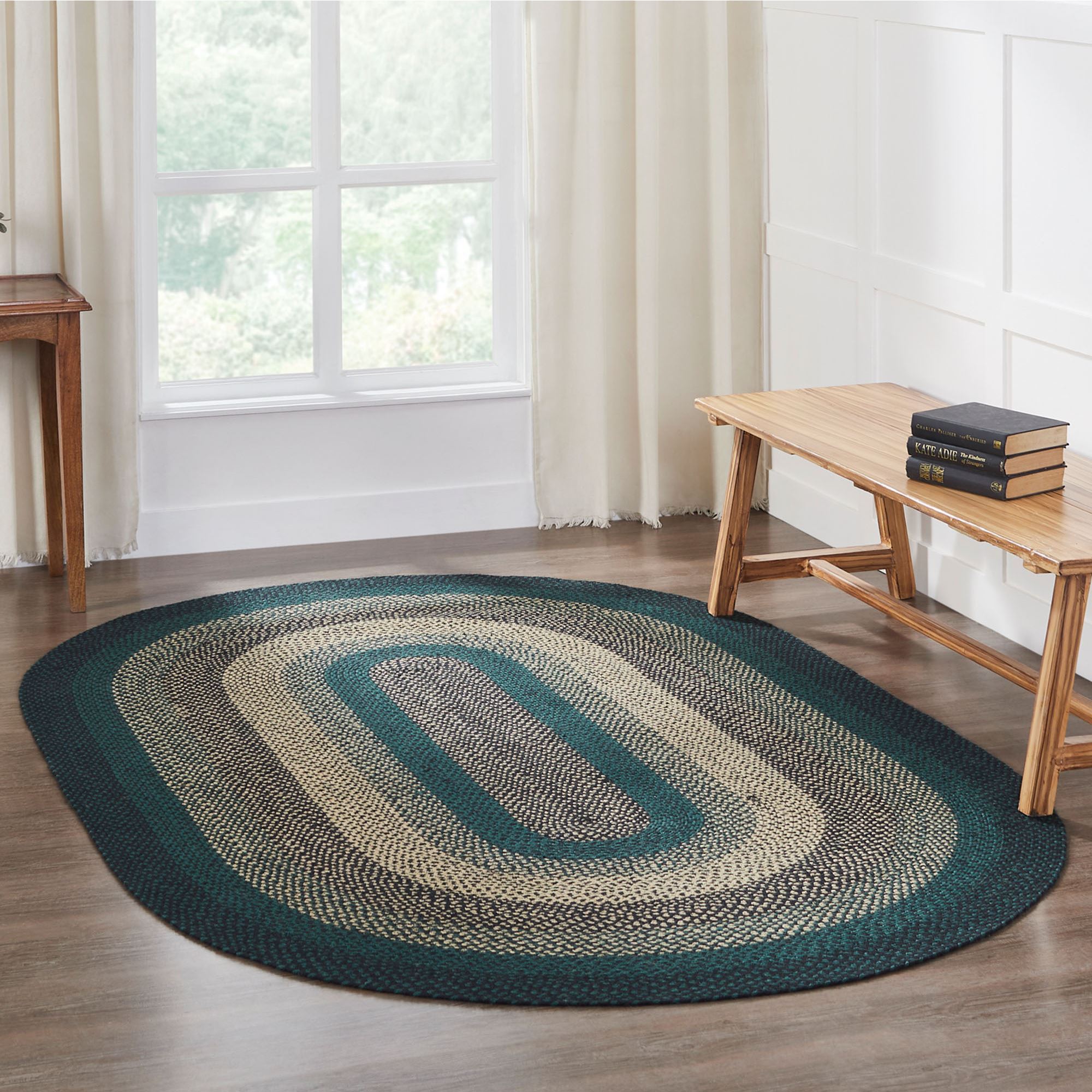 Pine Grove Green Braided Oval Rug with Included Rug Pad by Oak & Asher