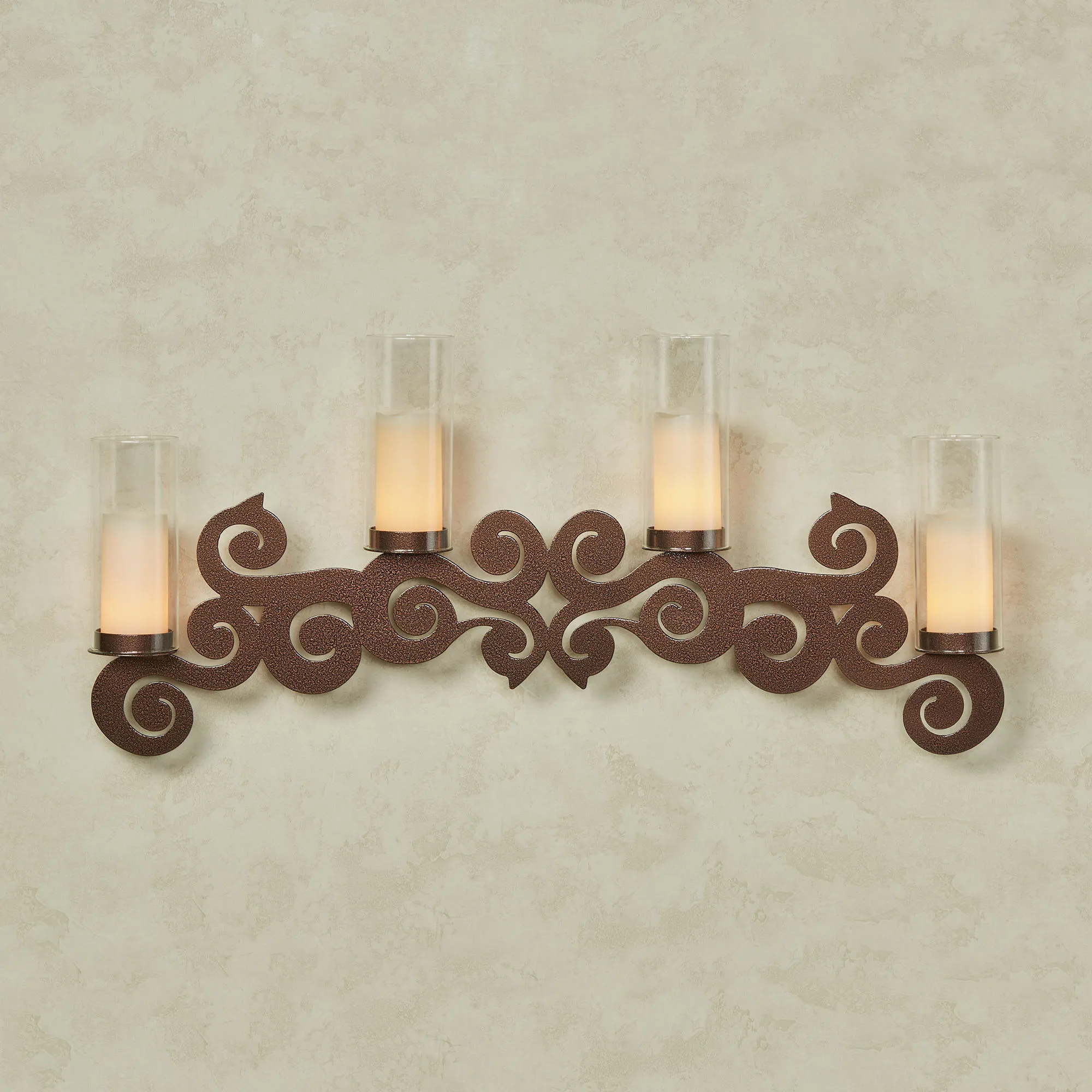 Tuscan Leaves Metal Wall Candle Holder - Wrought Iron Sconce For Indoor/Outdoor