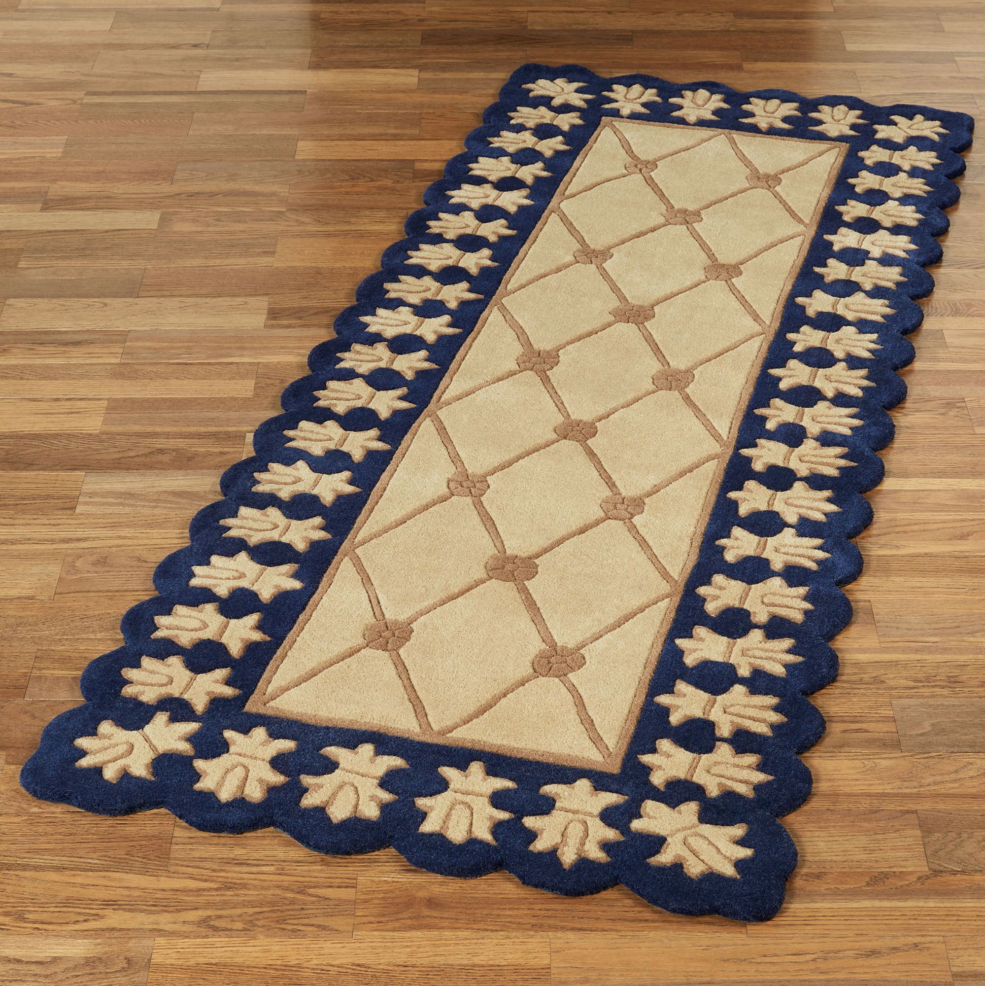 Regal Empire II Gold Navy Fleur de Lis Border Wool Area Rugs