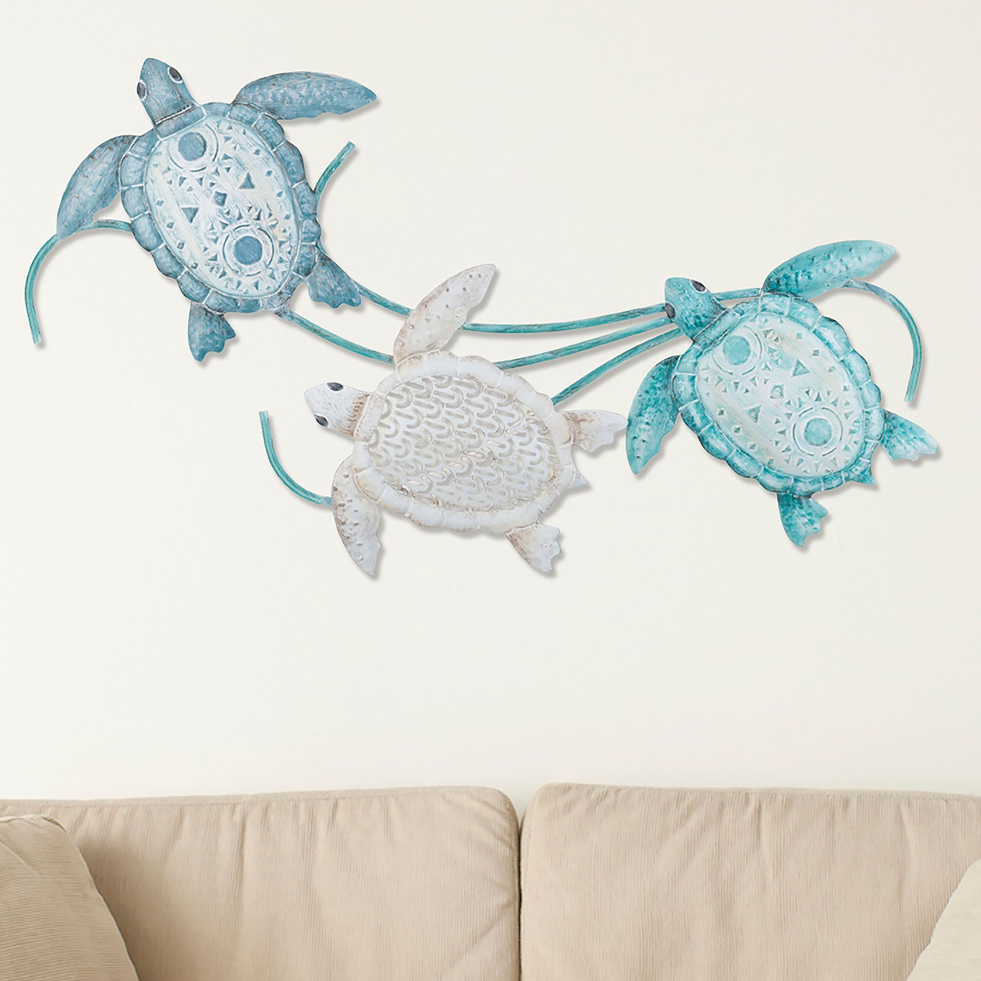 Sea Turtle Trio Wall Art Blue