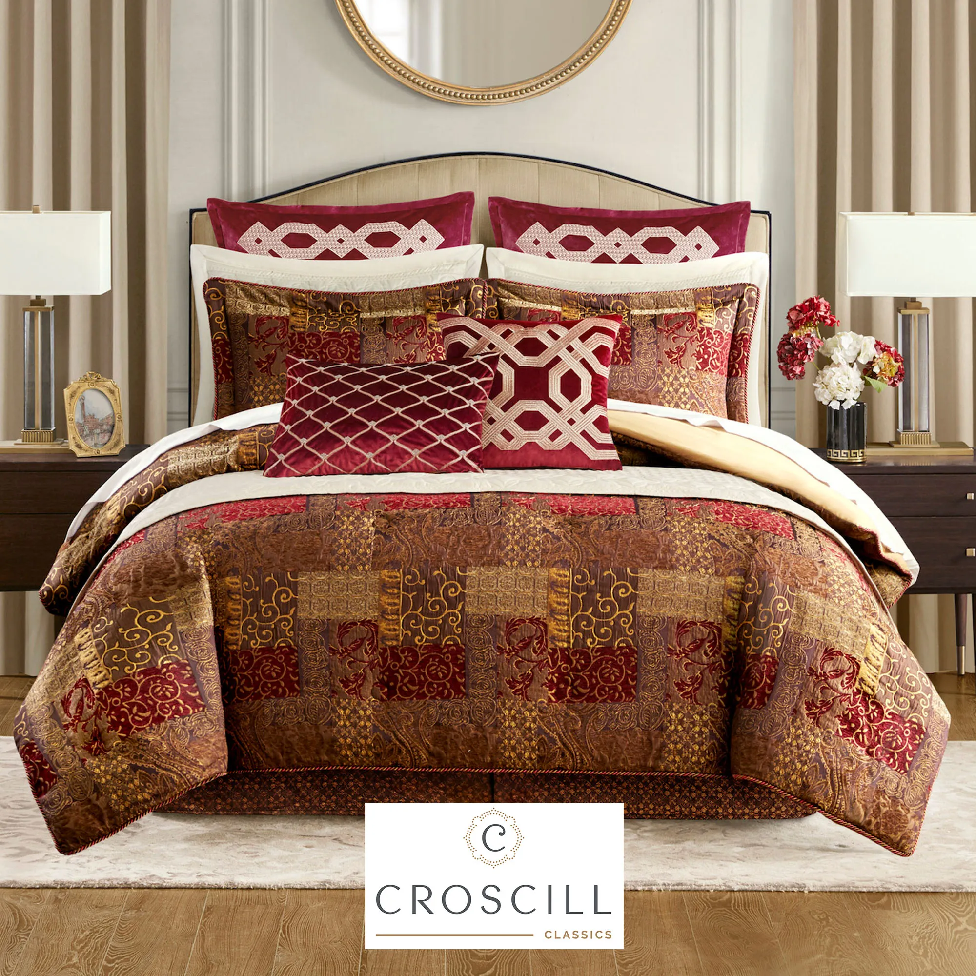 Galleria Spice Woven Jacquard Comforter Set Luxury Bedding by