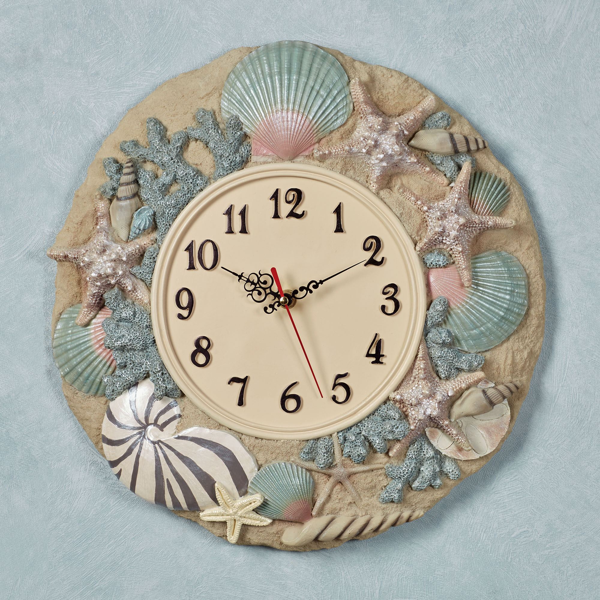 By the Sea Sand Coastal Seashell Wall Clock