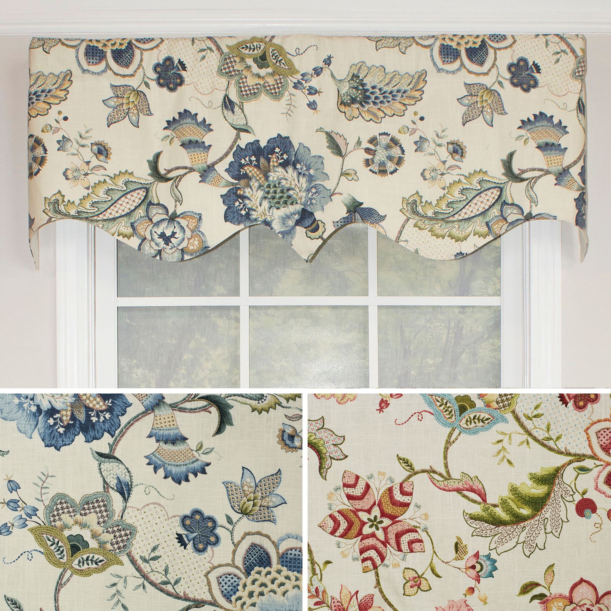 Winsford Jacobean Floral Shaped Regal Window Valance winsford-jacobean-floral-shaped-regal-window-valance