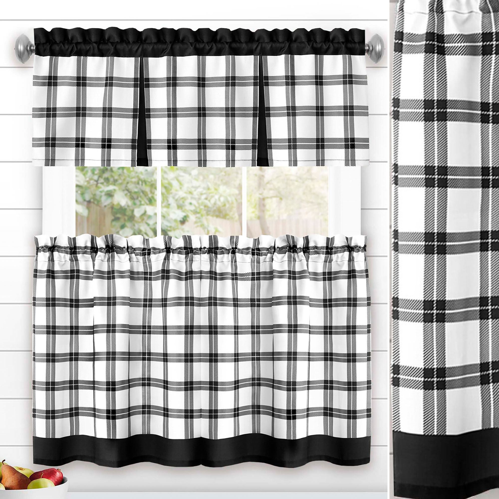 Troy Plaid Tier and Valance Window Treatment Set