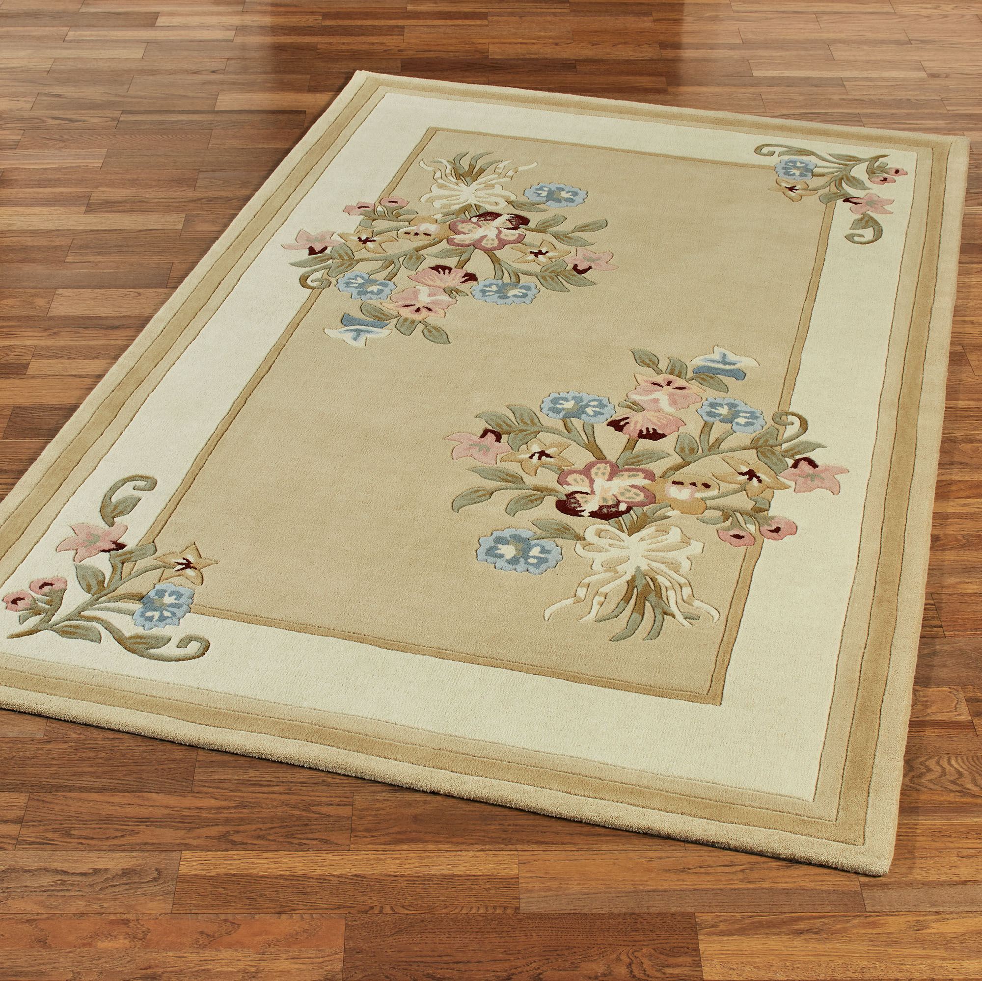 Garden Bouquet Floral Handcrafted Wool Area Rugs