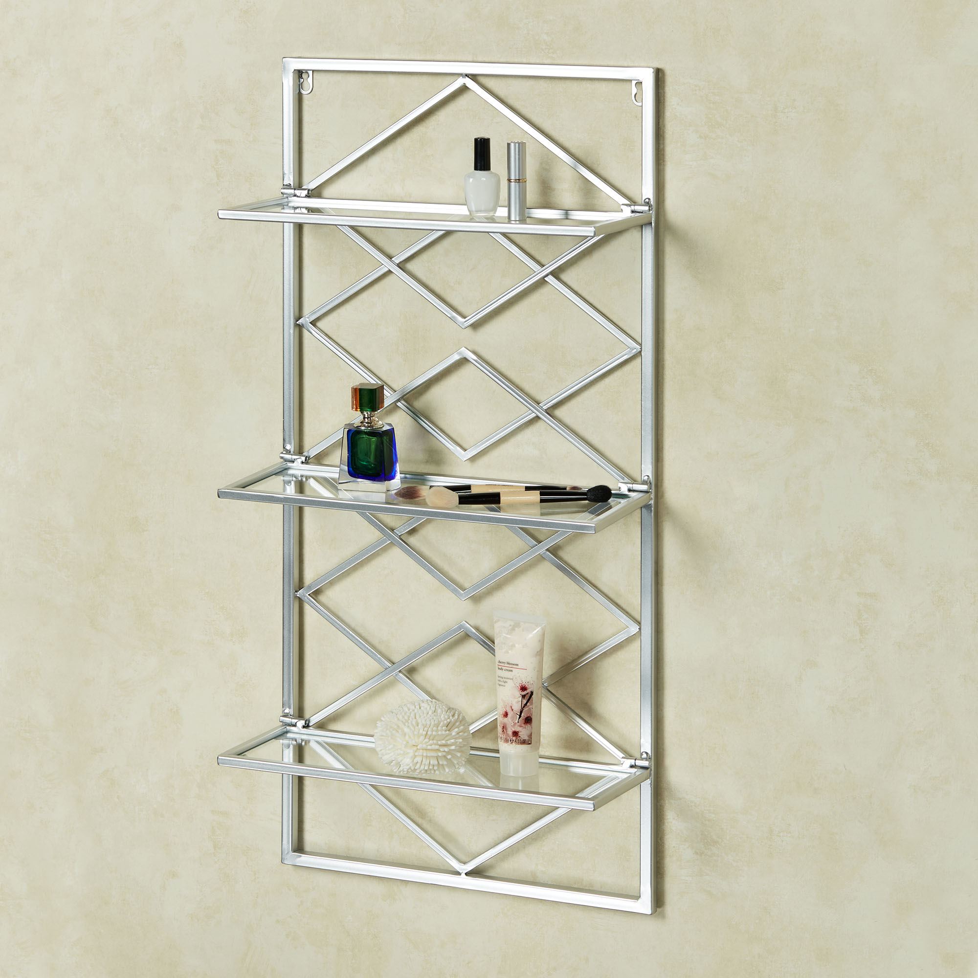 Diamond Interlink Silver Geometric Metal Wall Shelf