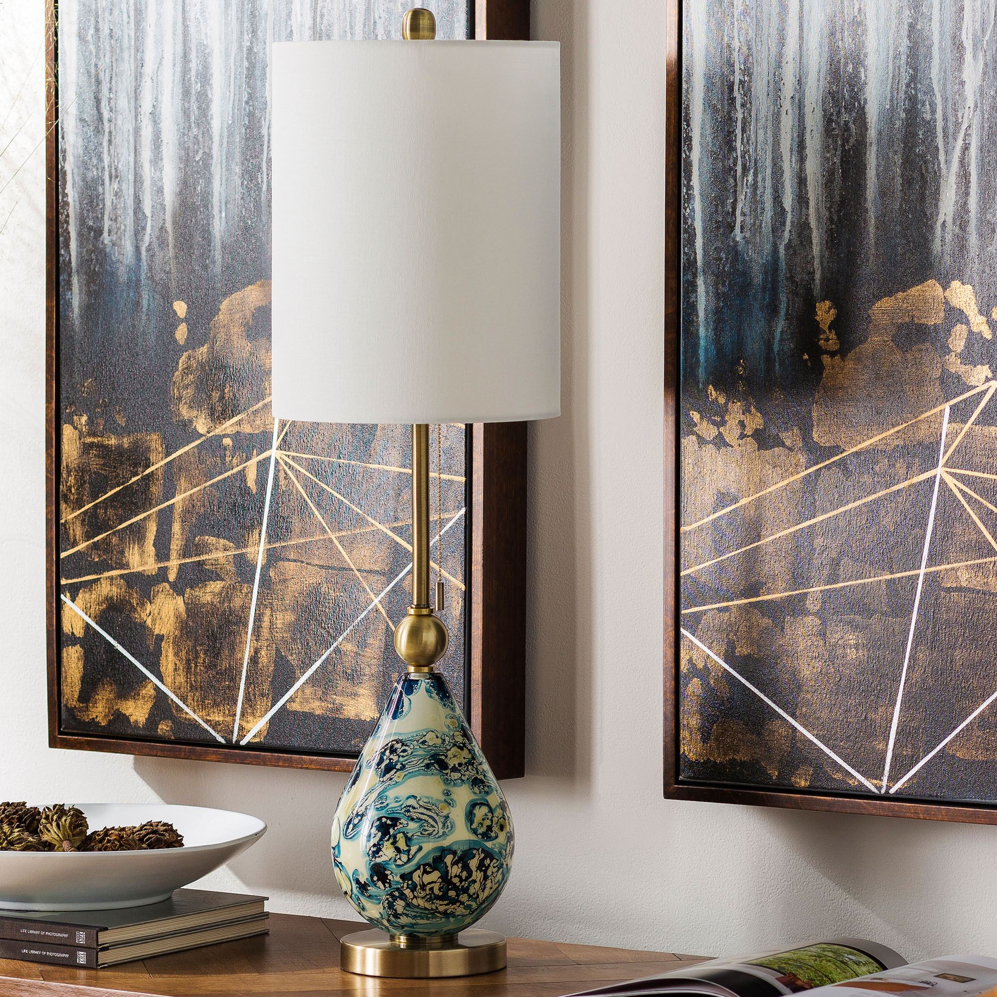 Snicarte Long Neck Painted Glass Teardrop Table Lamp