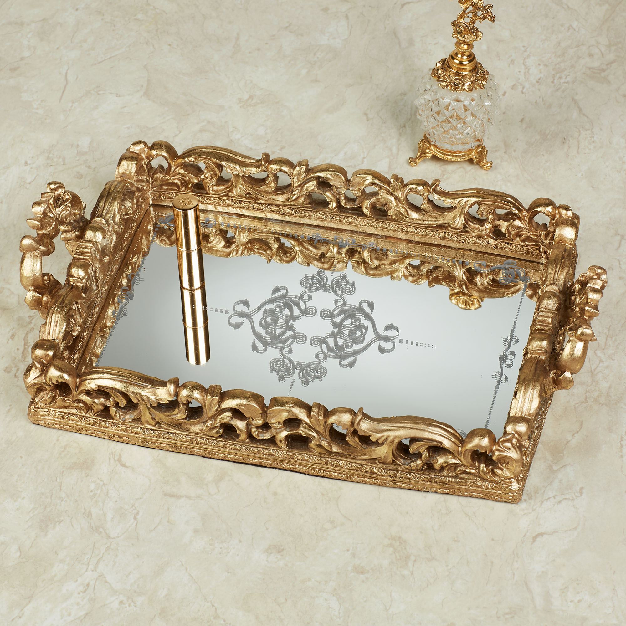 Elisa Aged Gold Mirrored Vanity Tray elisa-aged-gold-mirrored-vanity-tray