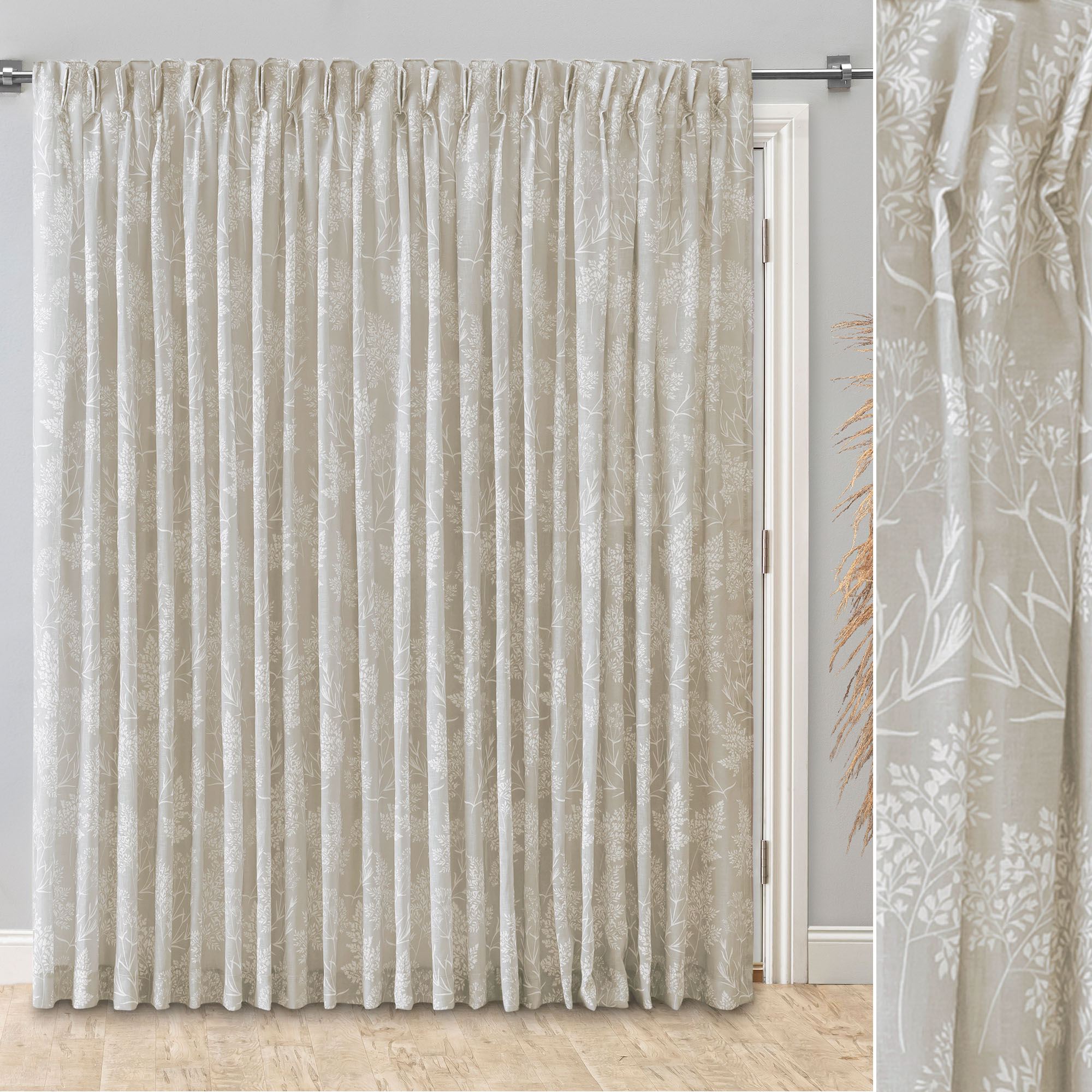 Rolling Meadows Botanical Semi Sheer Pinch Pleat Patio Panel