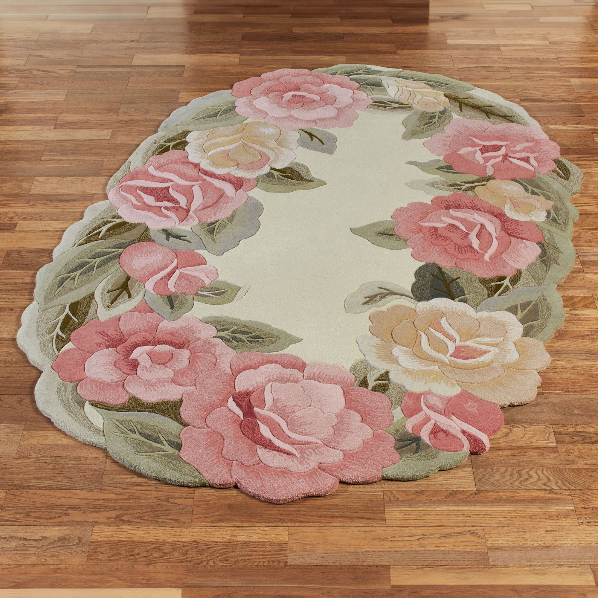 Rose Nouveau II Sculpted Floral Oval Rugs