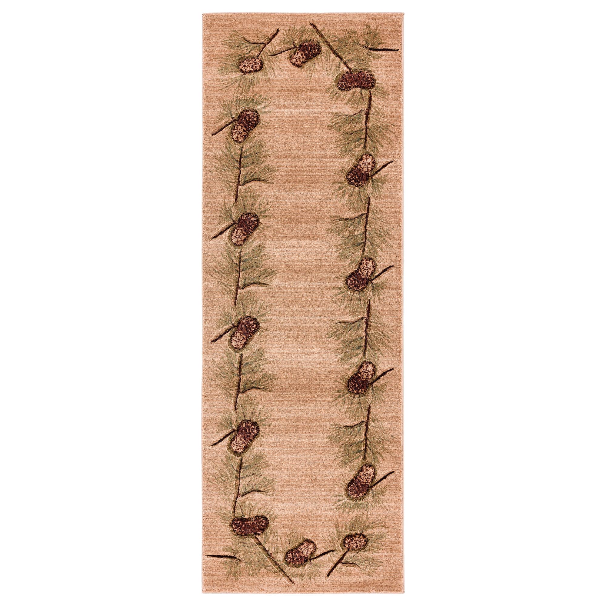 Pine Cone Border Rustic Area Rugs