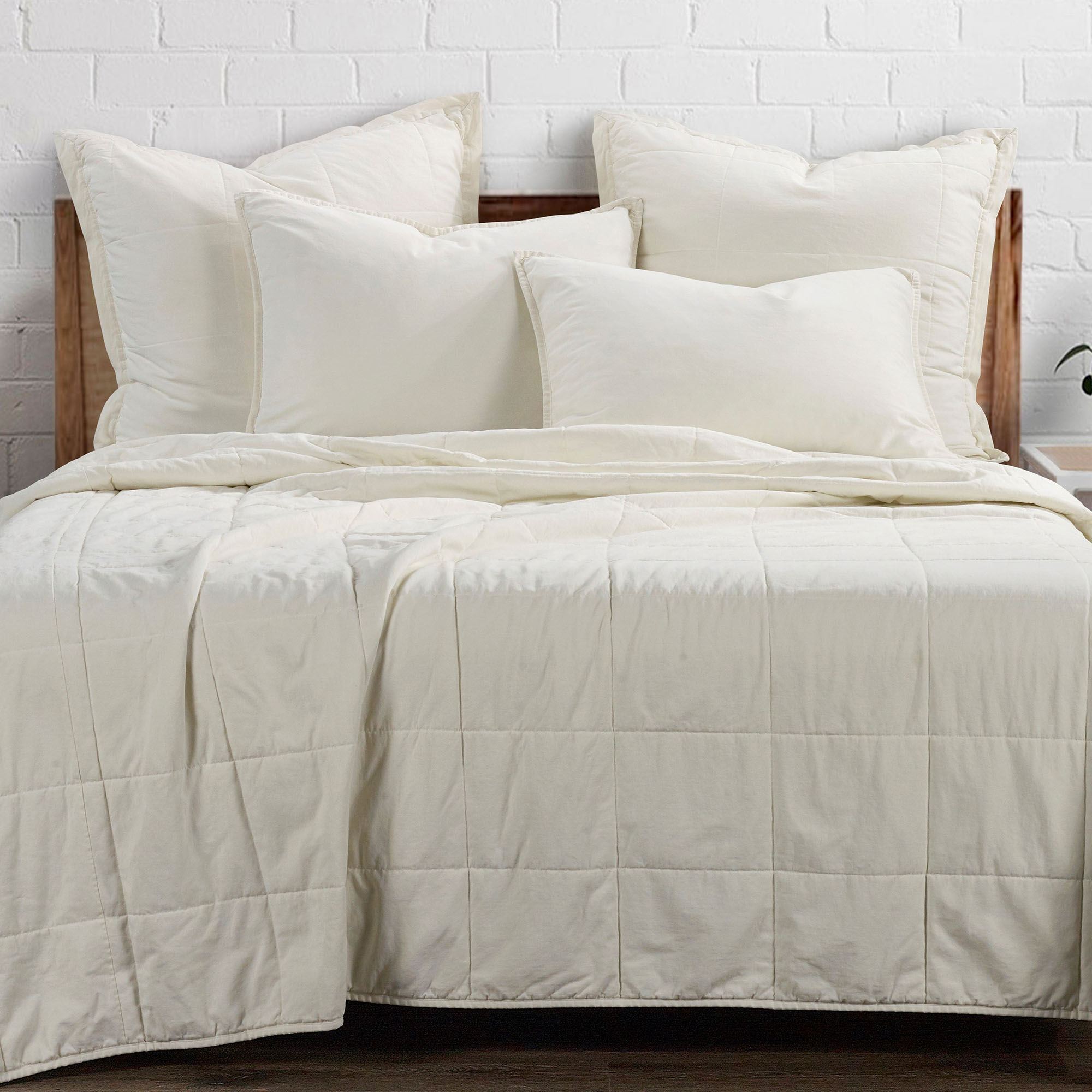 Ivory Stonewashed Cotton Mini Coverlet Set Bedding