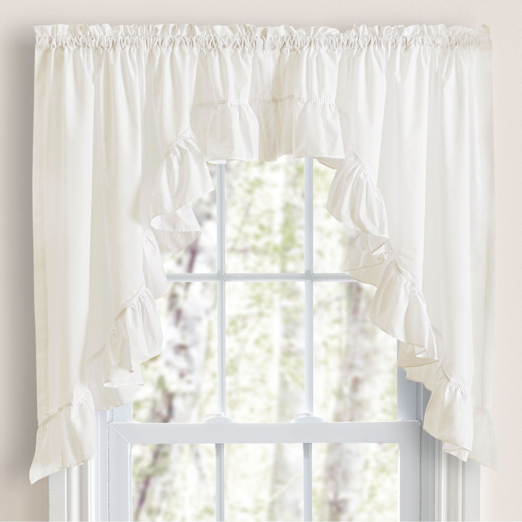Rufluted Window Charlene Solid Color Ruffled Tier Window Treatment