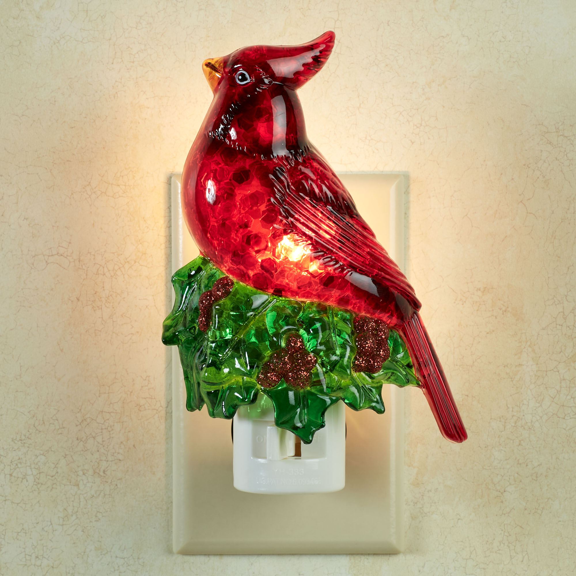 Cardinal on Holly Nightlight Red