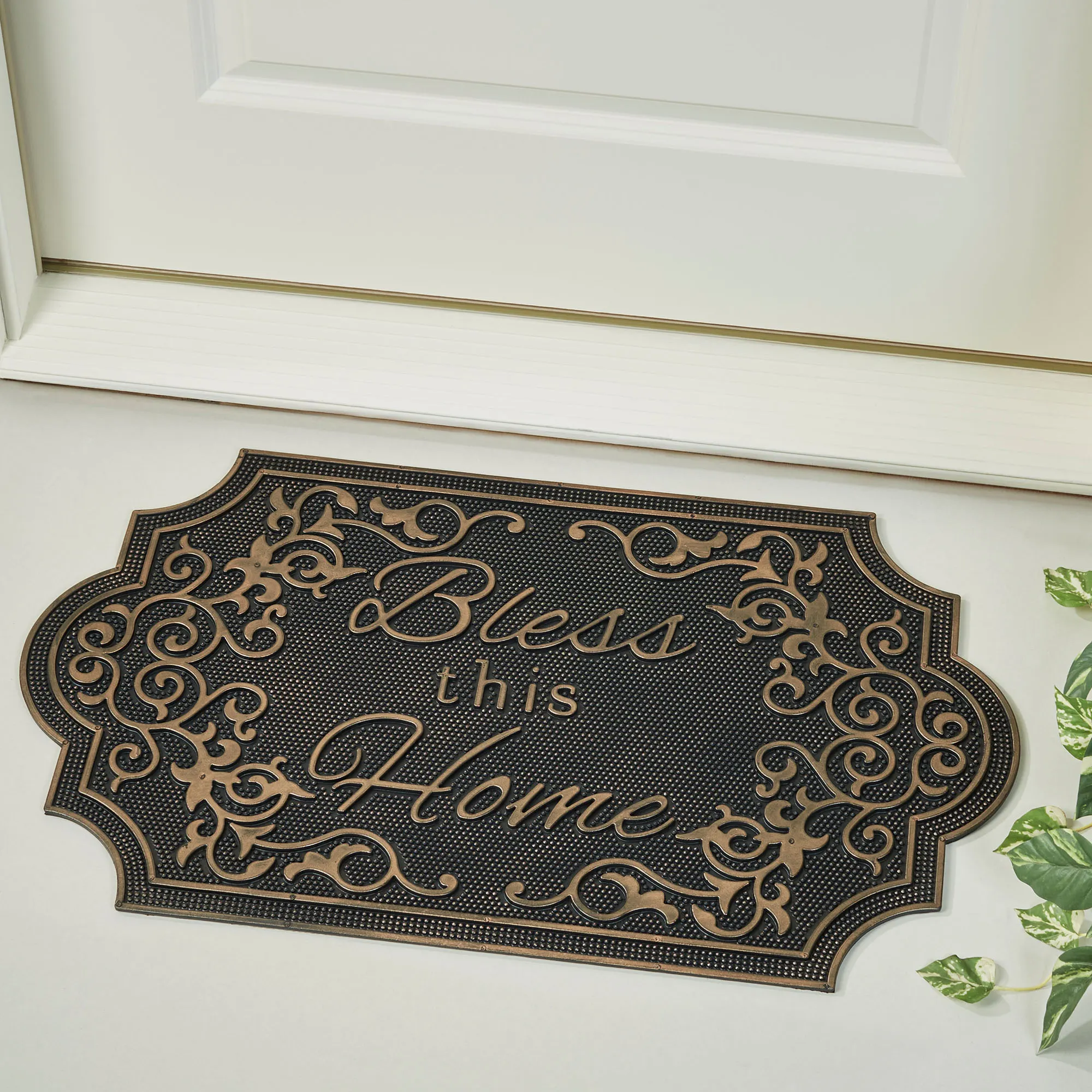 Bless This Home Rubber Outdoor Doormat