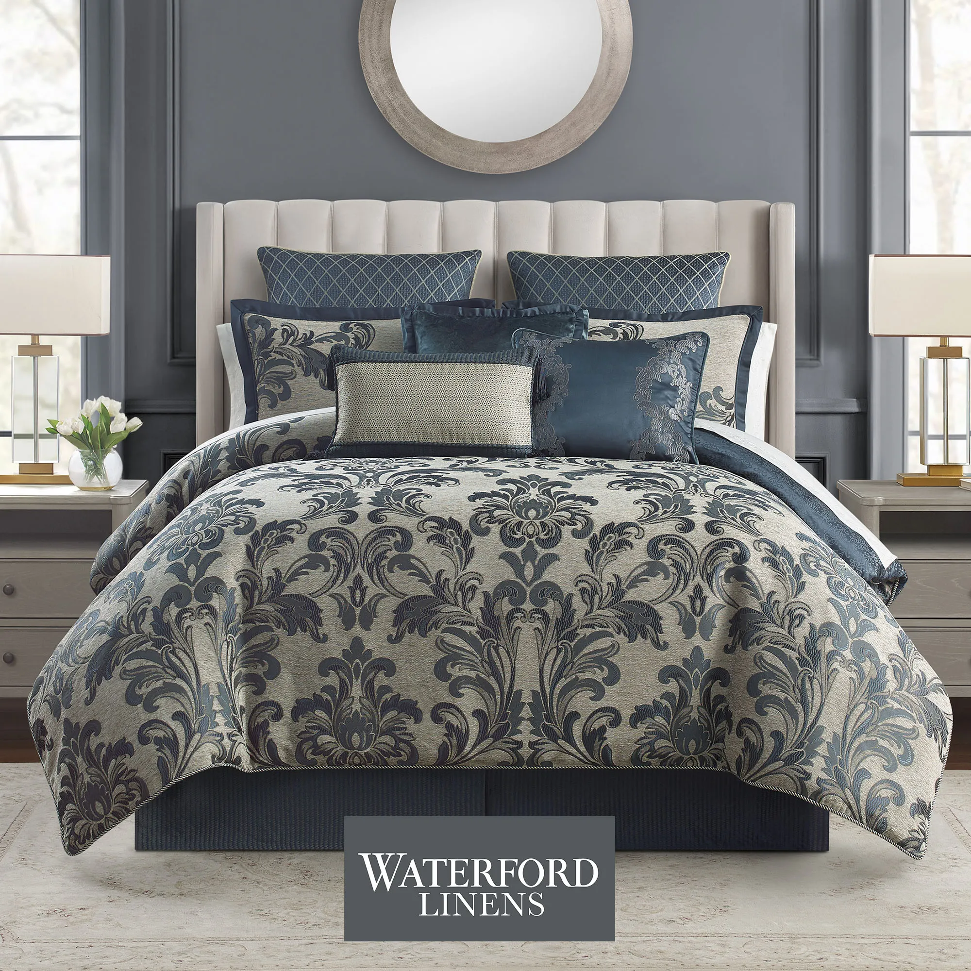 thumbnail image 2 of 12-Piece Victoria Full Size Comforter Set – Navy Abstract – 100% Polyester 2 of 5