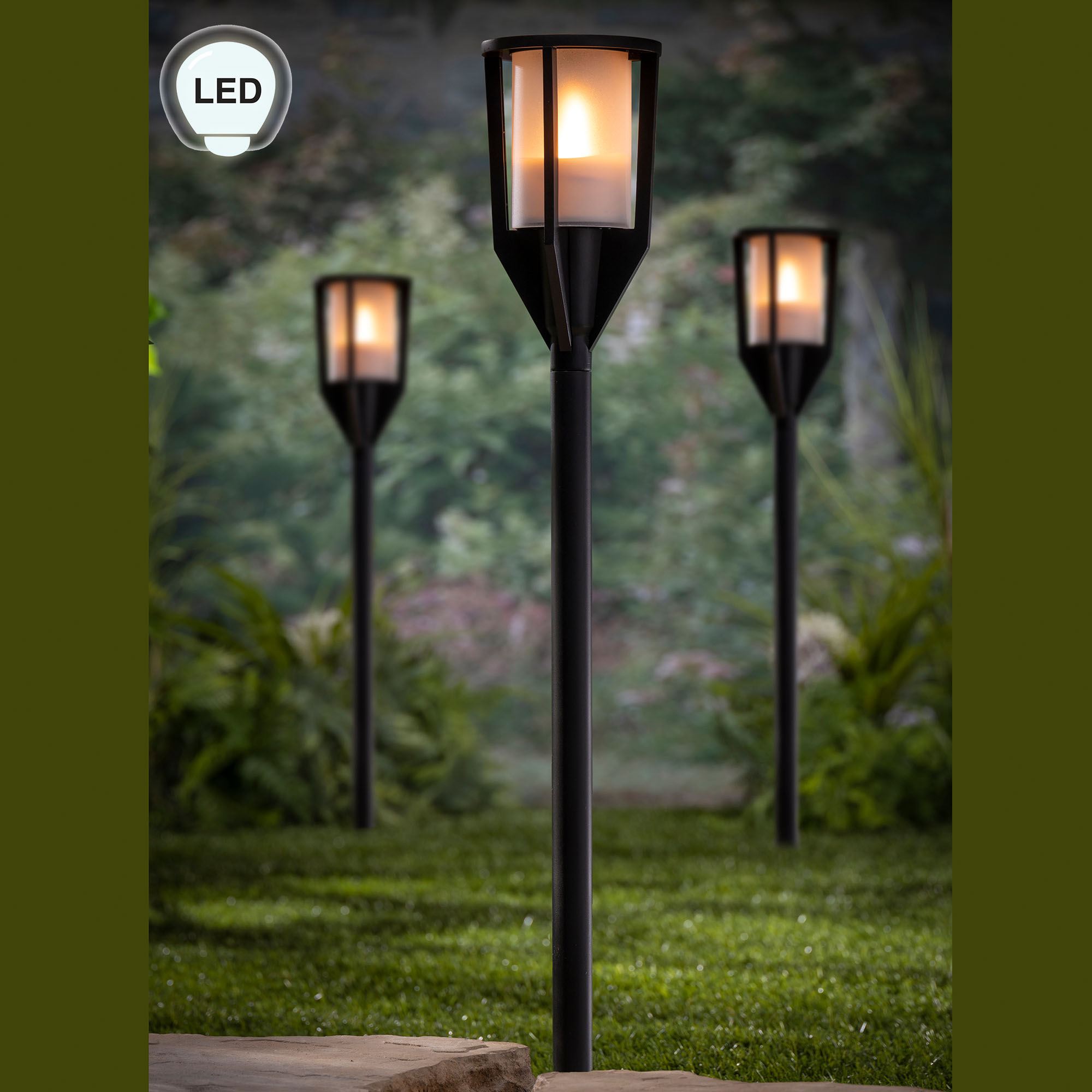 Outdoor Solar LED Flame Torch Light with Adjustable Height from ...