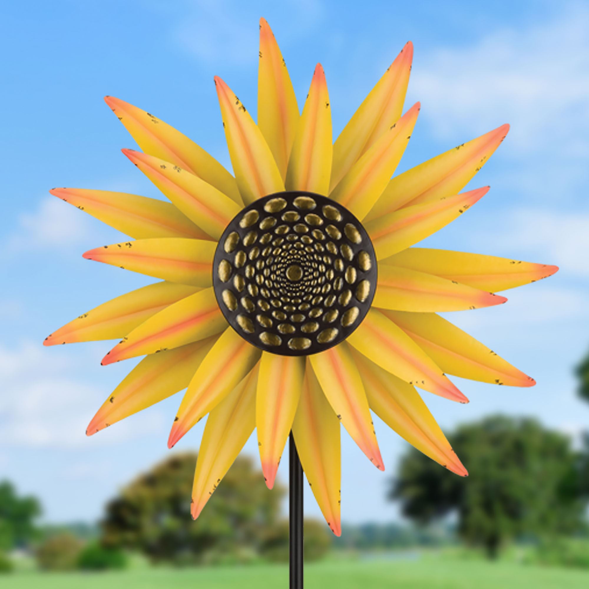 Sunflower Outdoor Garden Double Wind Spinner