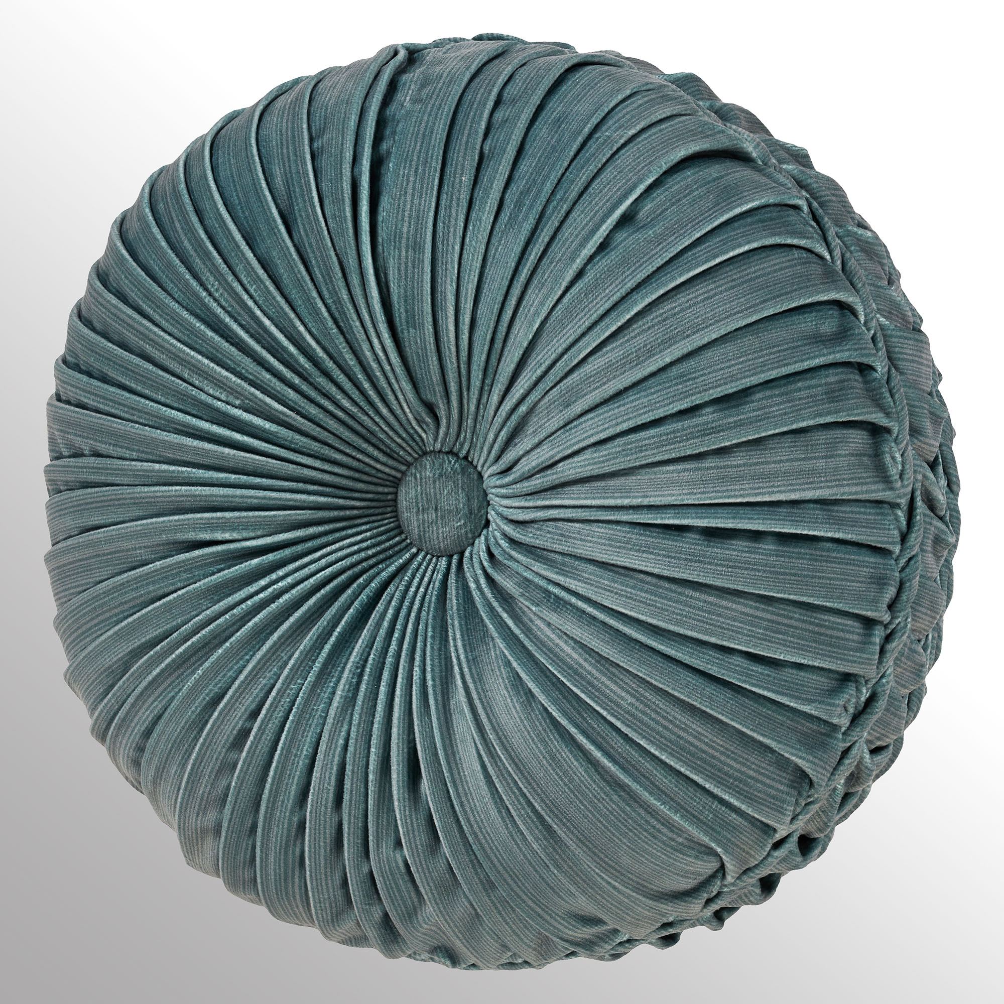 Vincenzo Pleated Tufted Pillow Teal Round