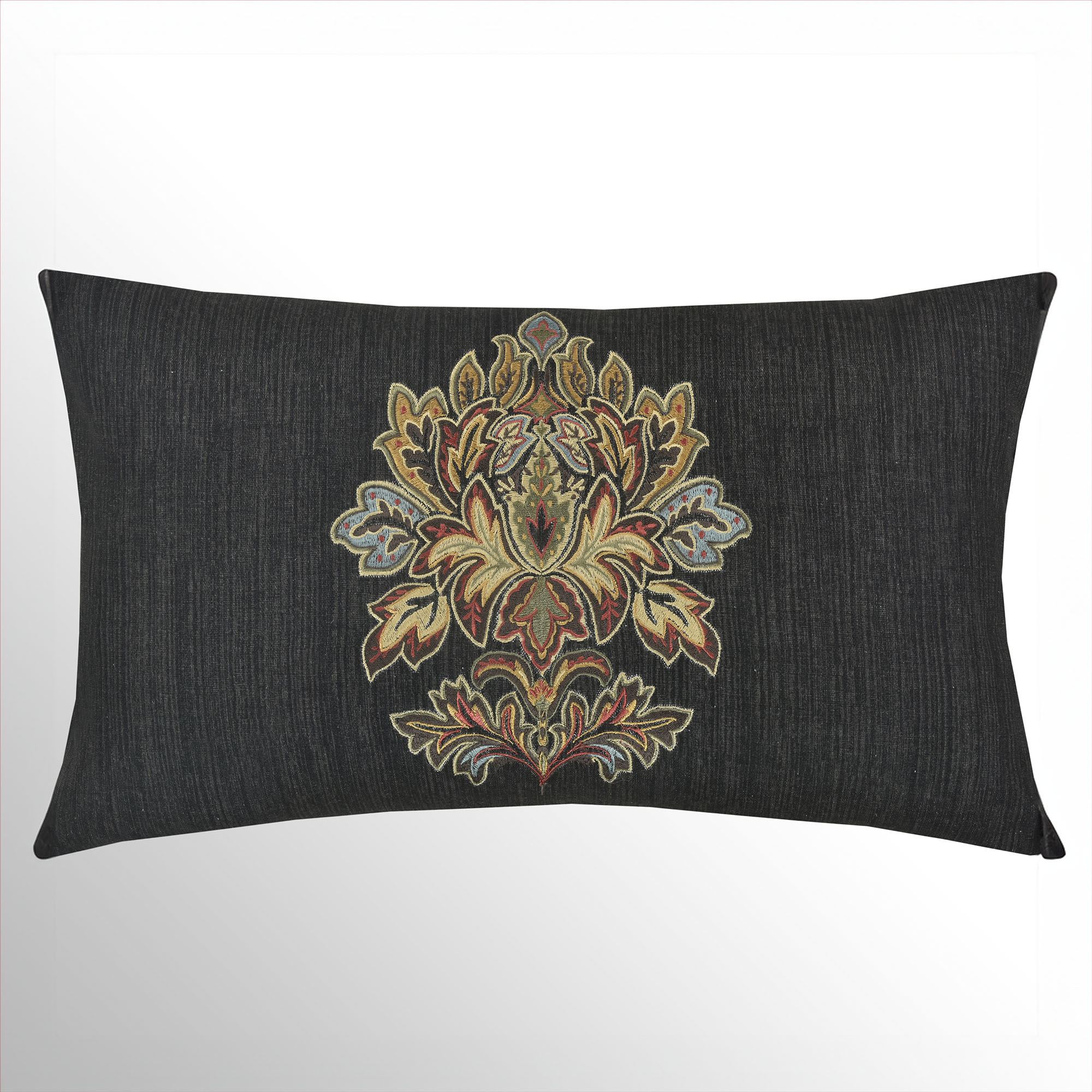 Michalina Embroidered Rectangle Pillow Black | Touch of Class