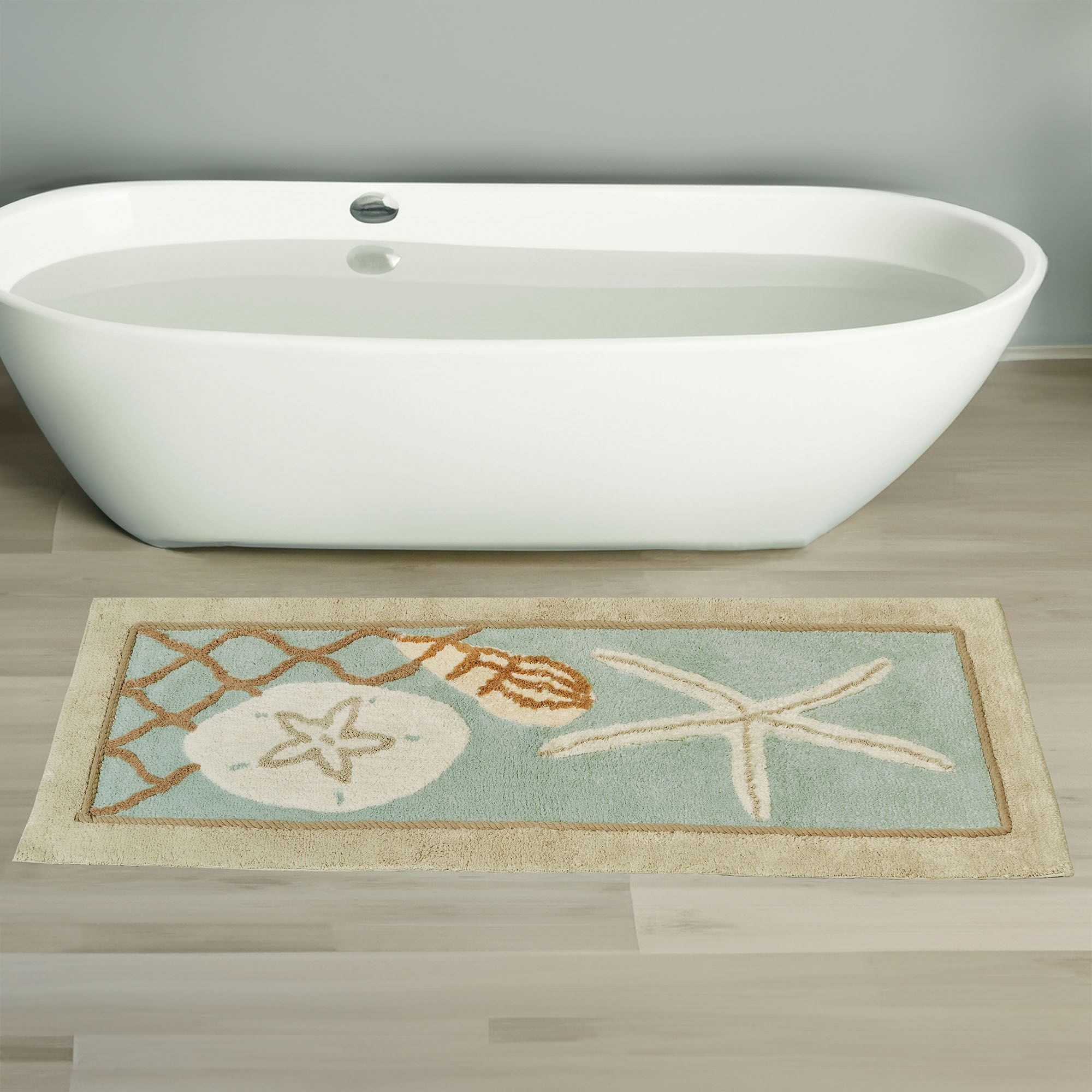 Sea Glass Tufted Cotton Coastal Bath Rug