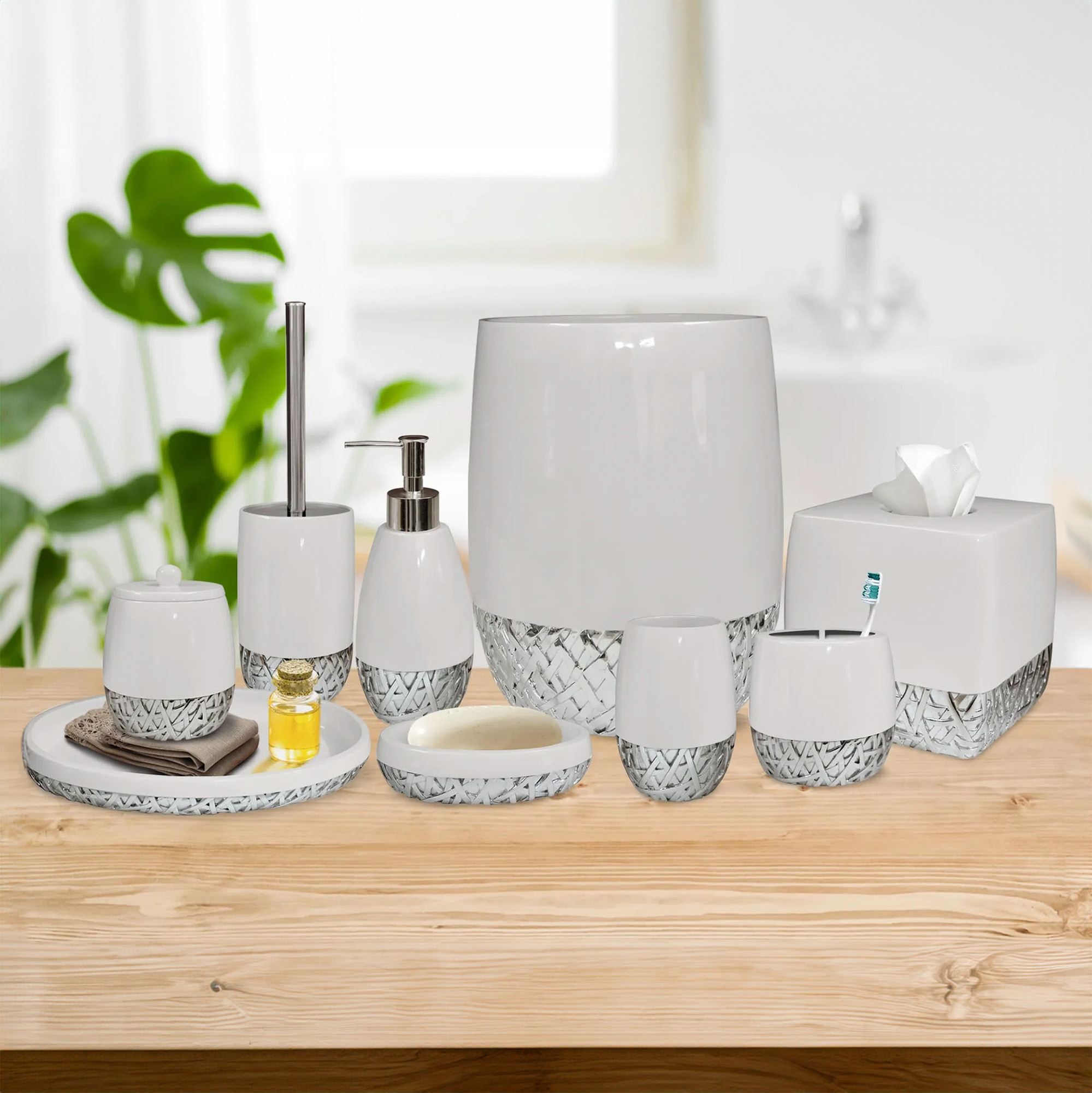 Bali White and Silver Bath Accessories